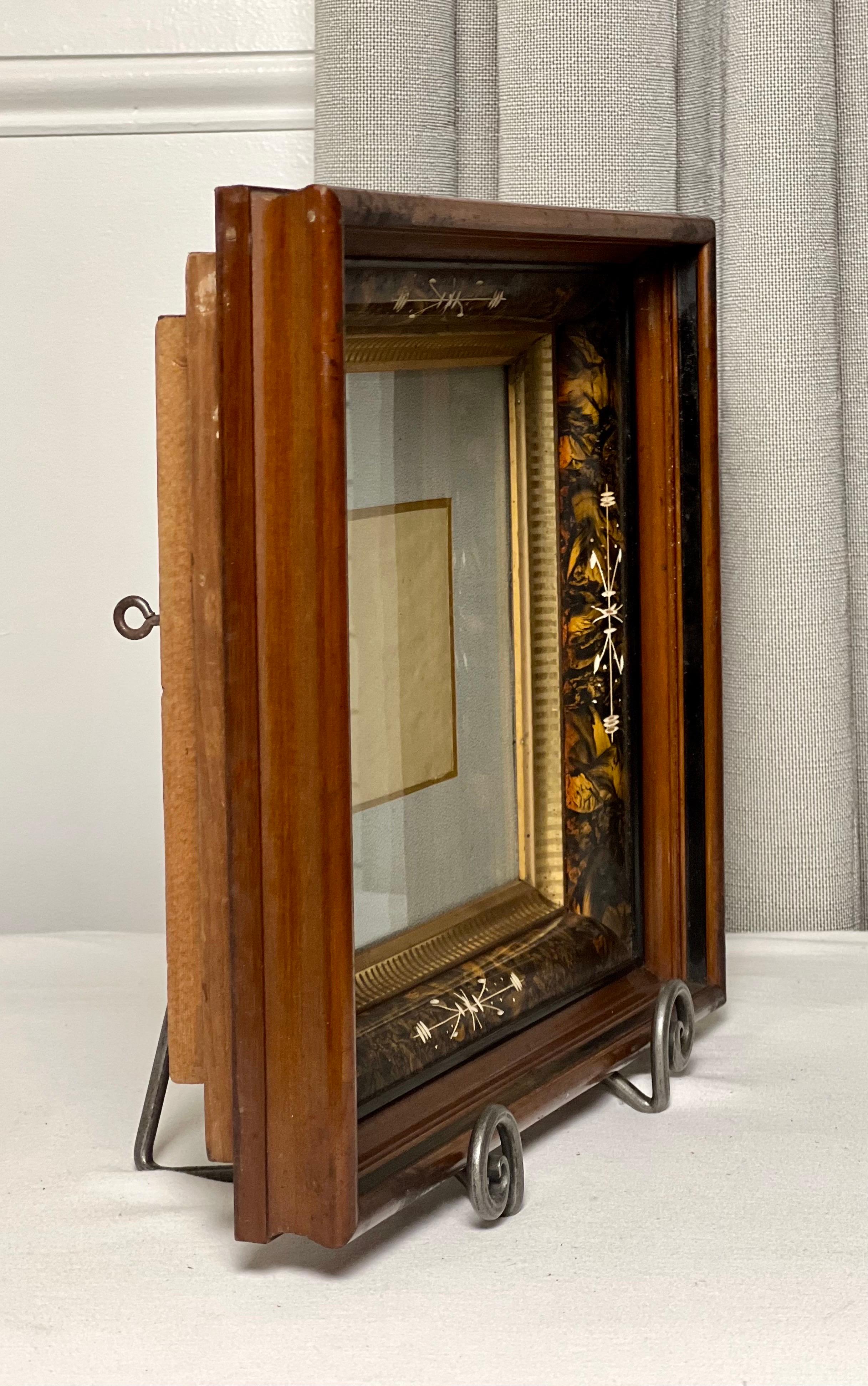 Victorian Deep Well Walnut Frame with Gilt Accents, Matted Under Glass For Sale 3