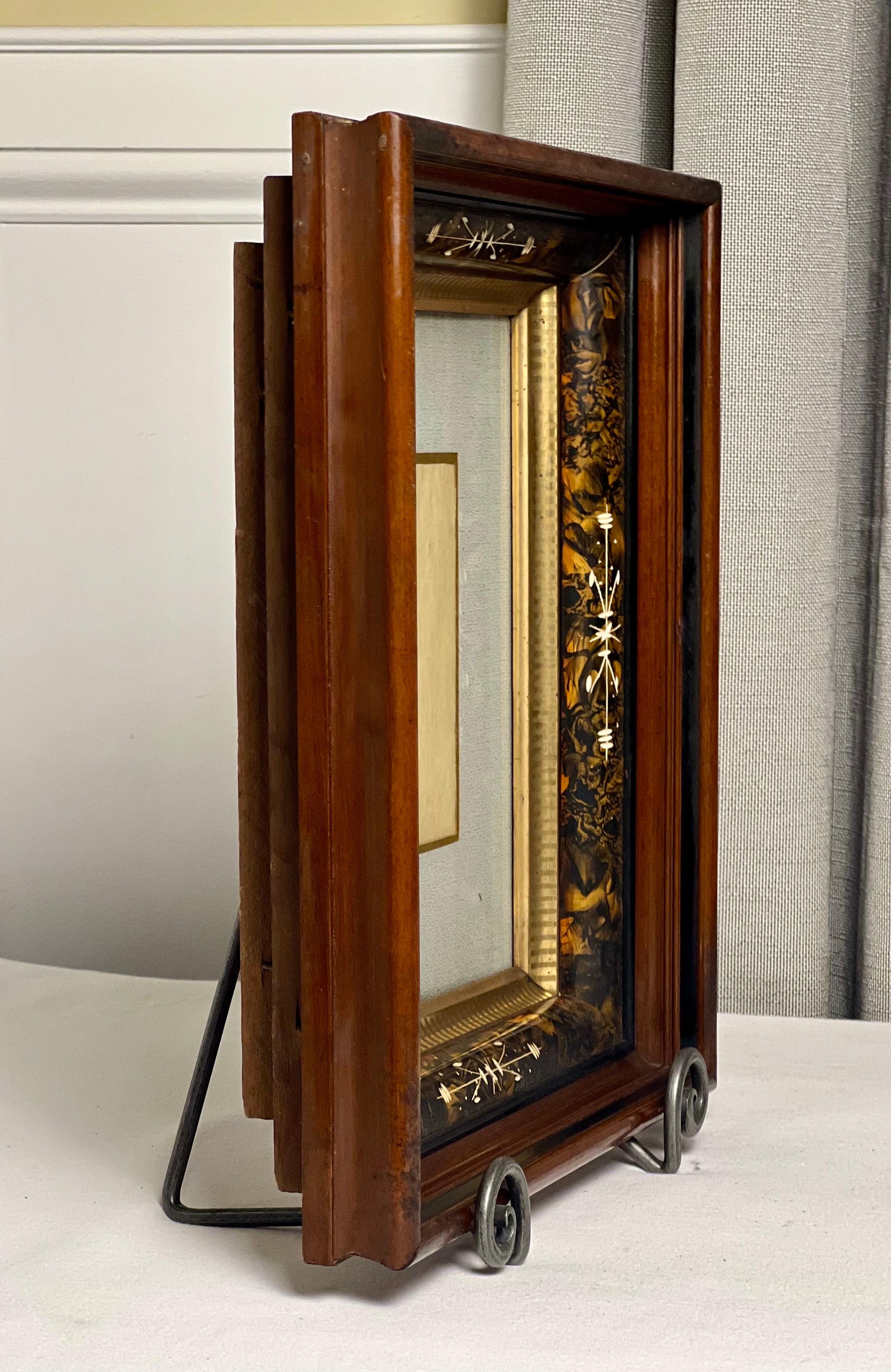 Plaster Victorian Deep Well Walnut Frame with Gilt Accents, Matted Under Glass For Sale