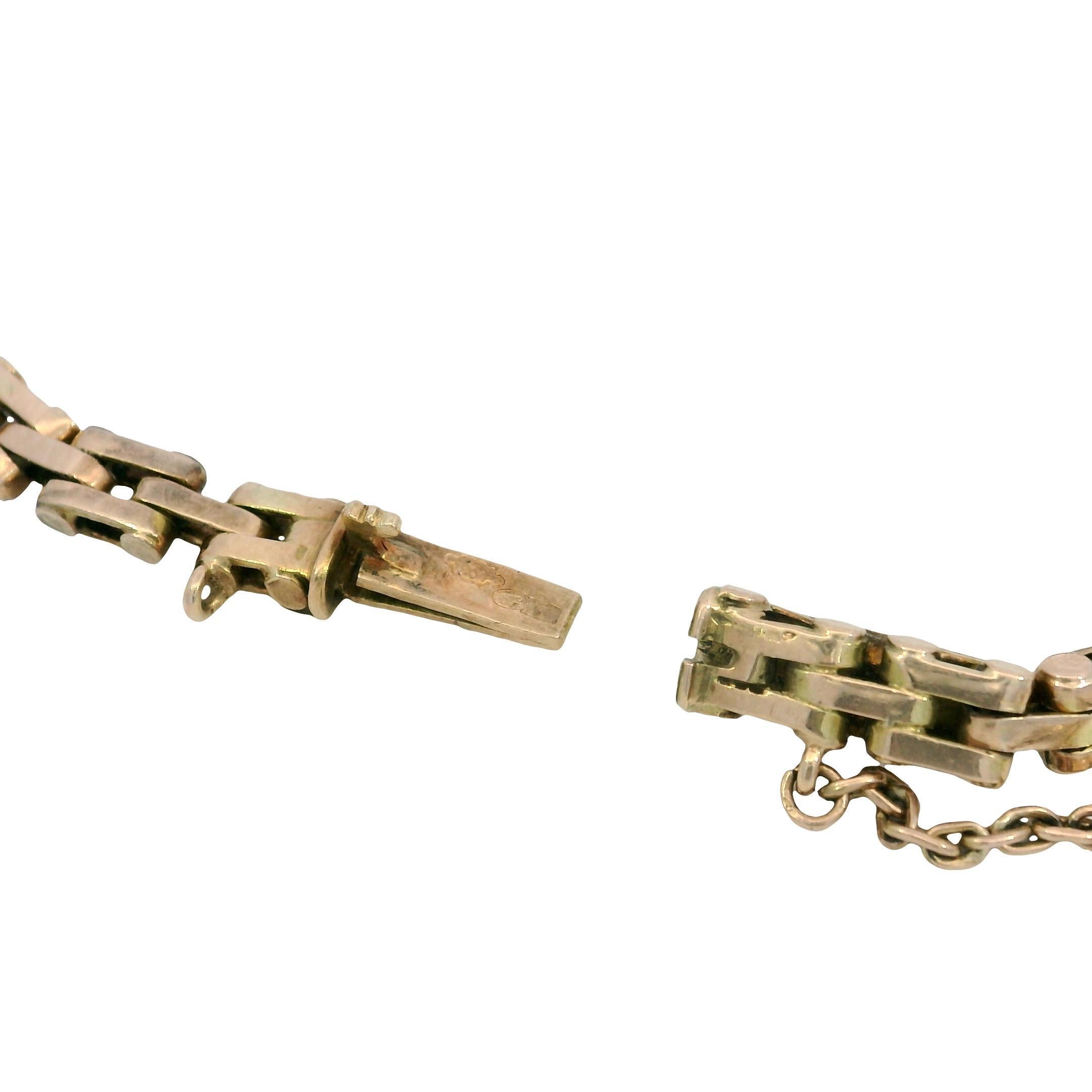 Victorian Demantoid Diamond Bracelet with Pearls 15kt Fit Size 6.5