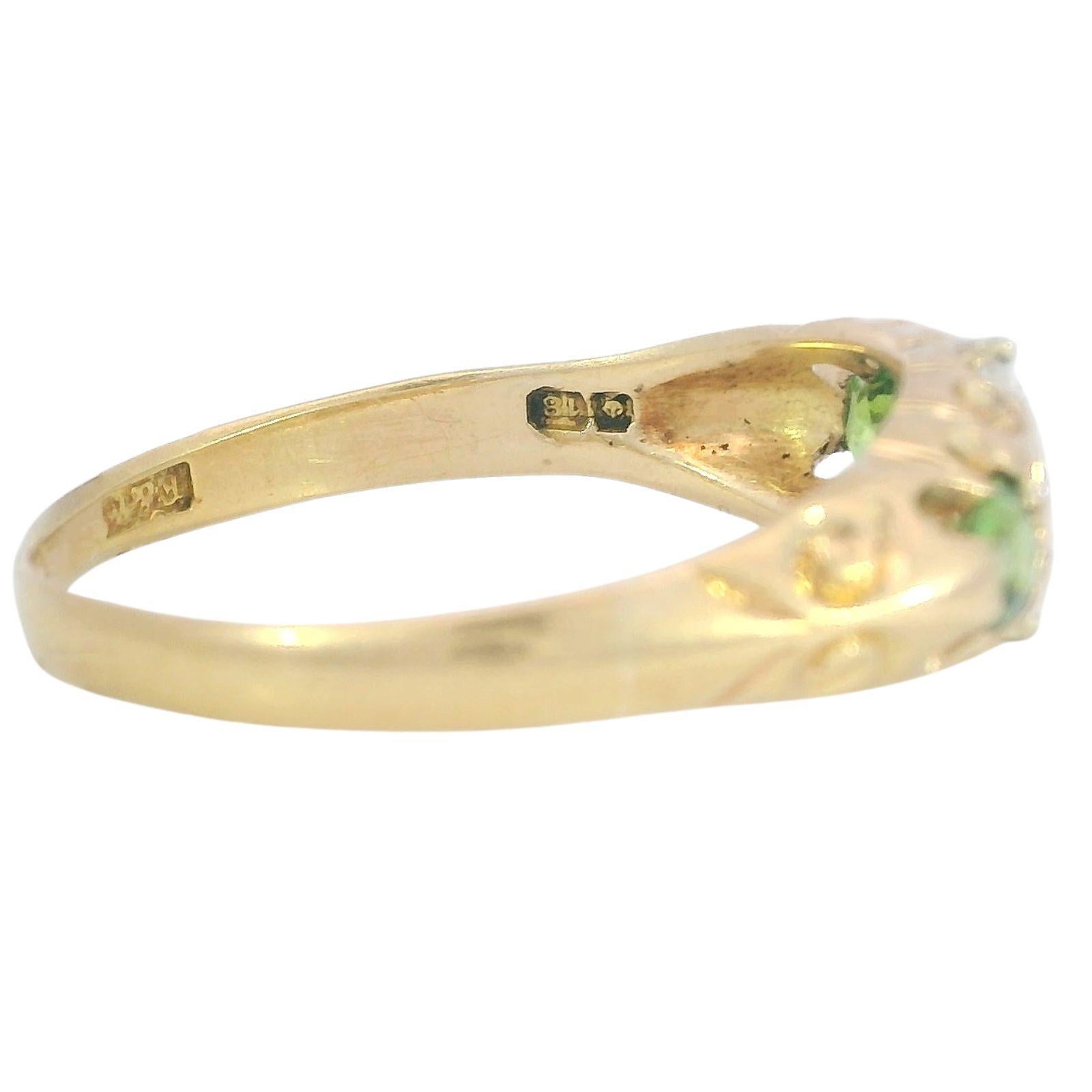 Viktorianischer Demantoid Diamantring 18K Gelbgold Englisch ~0.7ctw im Angebot 5