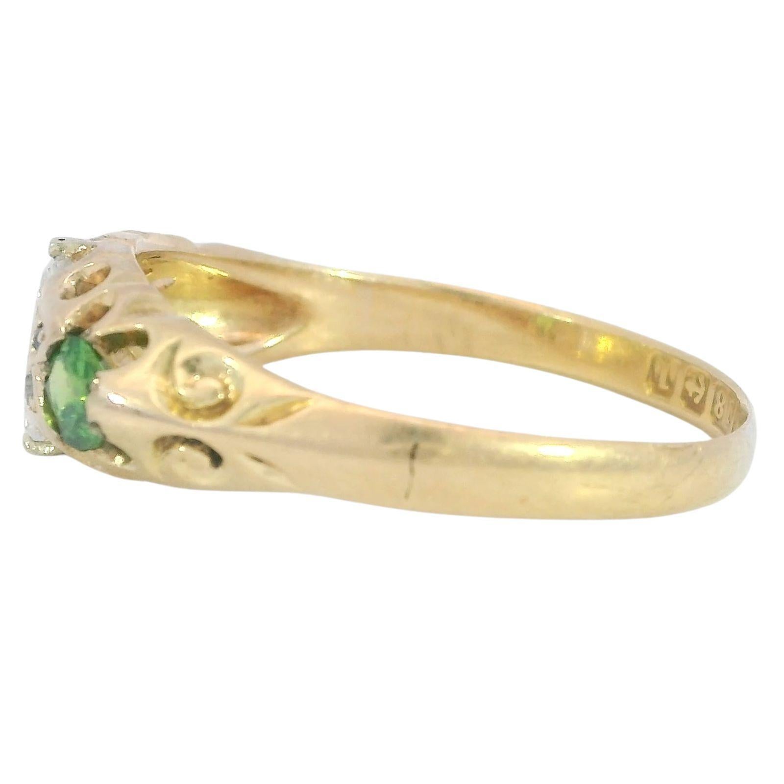 Viktorianischer Demantoid Diamantring 18K Gelbgold Englisch ~0.7ctw im Angebot 1
