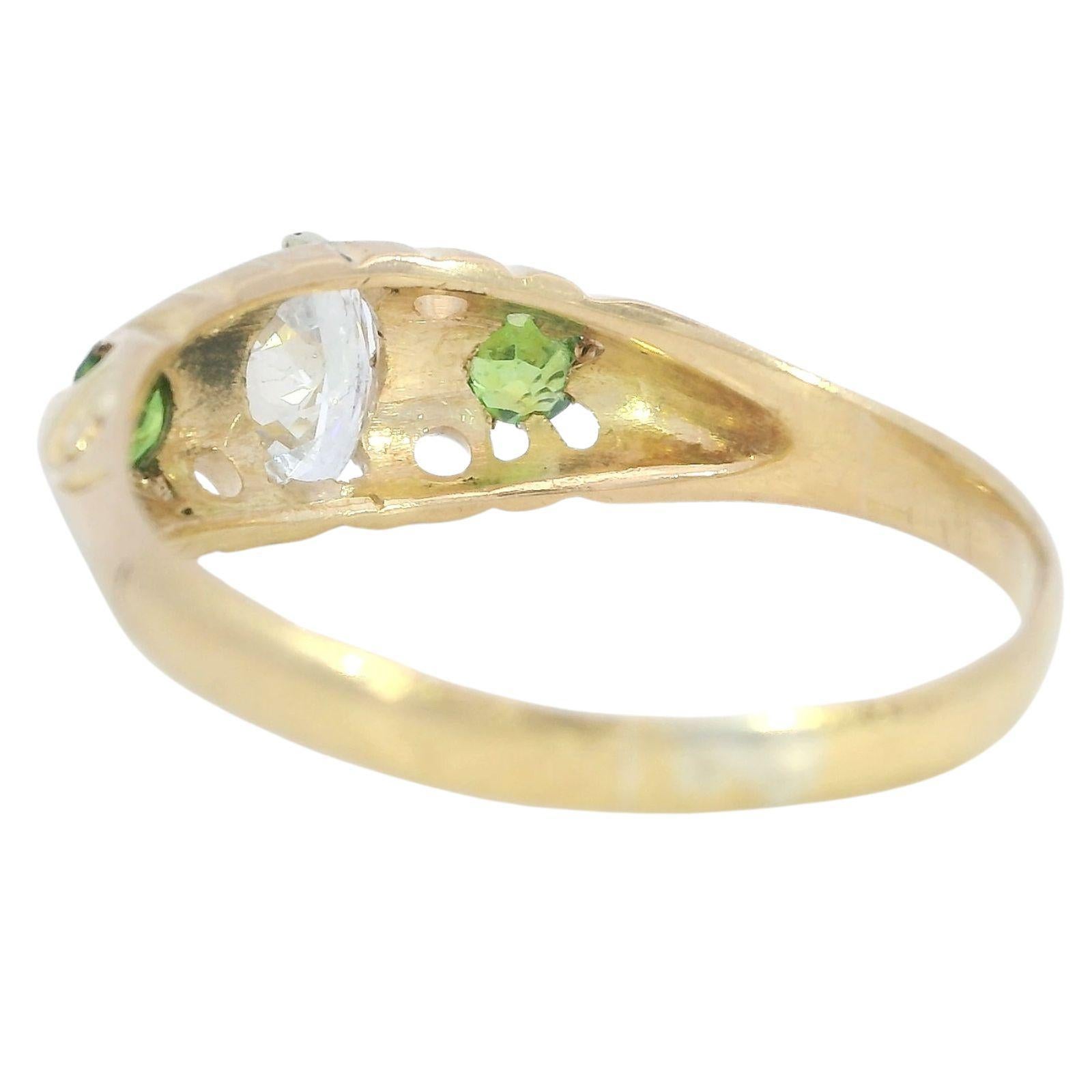 Viktorianischer Demantoid Diamantring 18K Gelbgold Englisch ~0.7ctw im Angebot 2