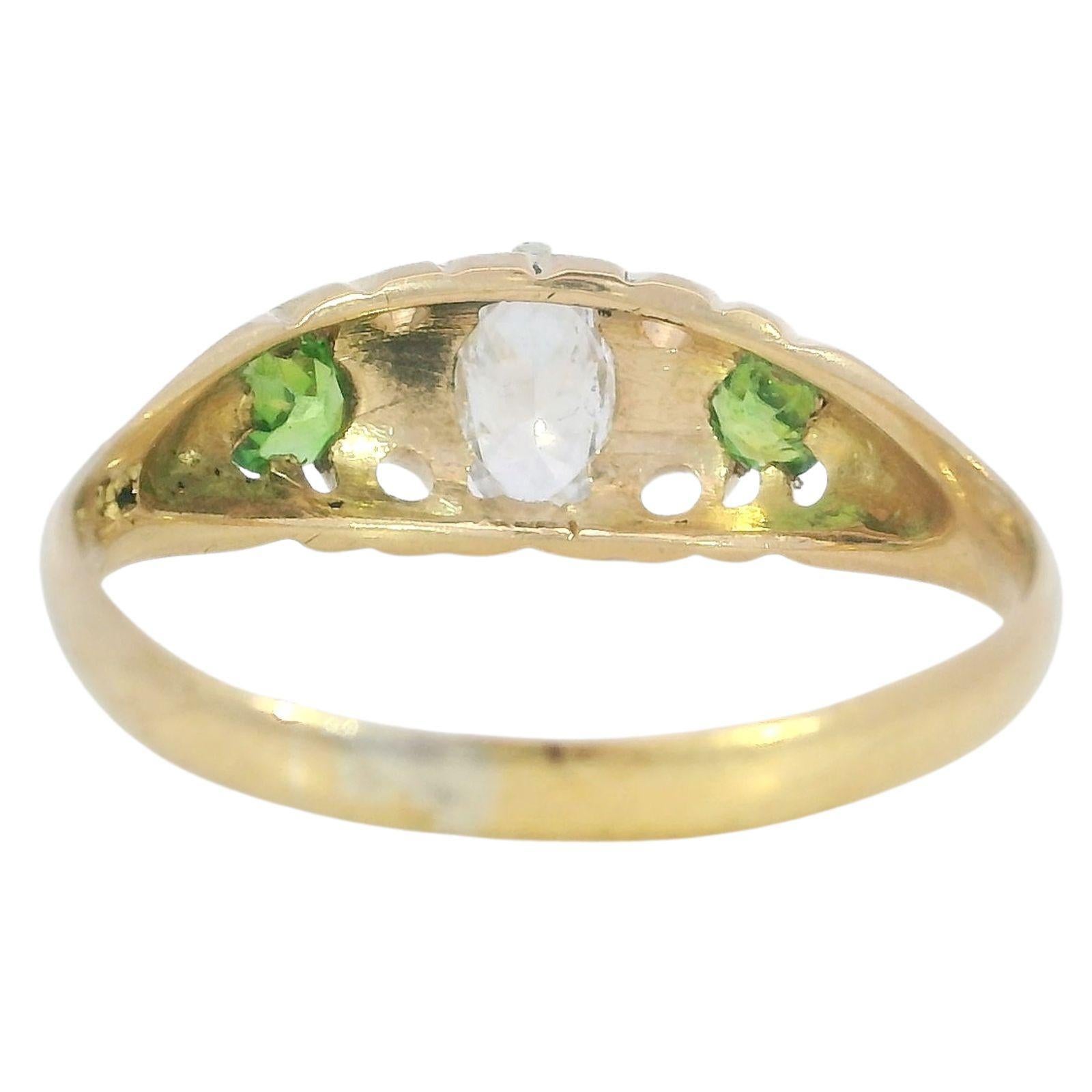 Viktorianischer Demantoid Diamantring 18K Gelbgold Englisch ~0.7ctw im Angebot 3