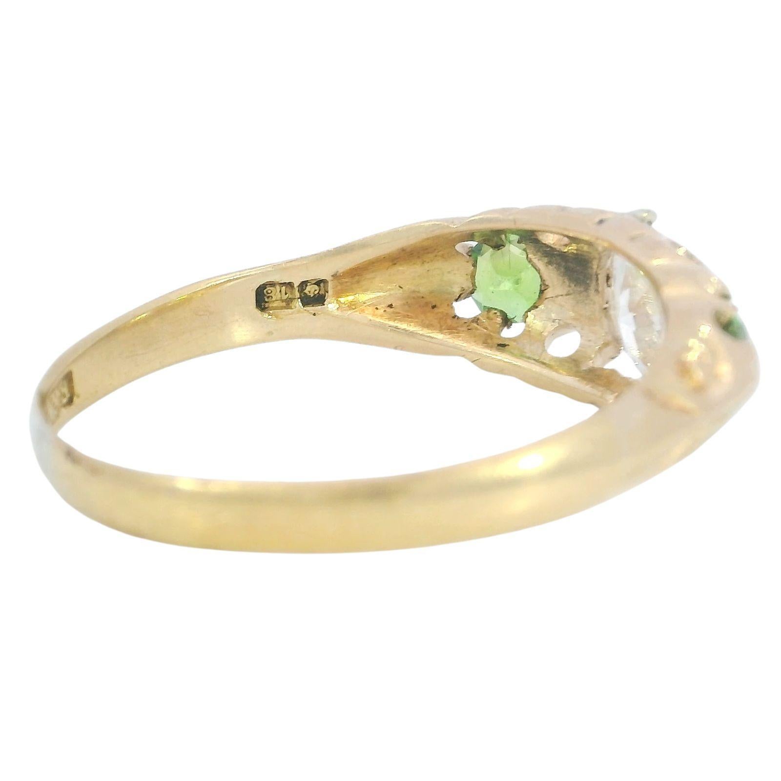 Viktorianischer Demantoid Diamantring 18K Gelbgold Englisch ~0.7ctw im Angebot 4
