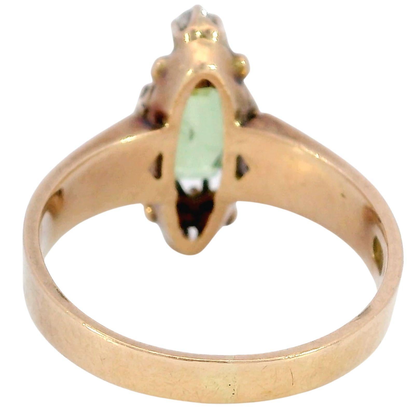 Victorian Demantoid Diamond Three Stone Ring 14K Rose Gold ~1.31ctw Pour femmes en vente