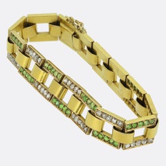 Victorian Demantoid Garnet and Diamond Bracelet