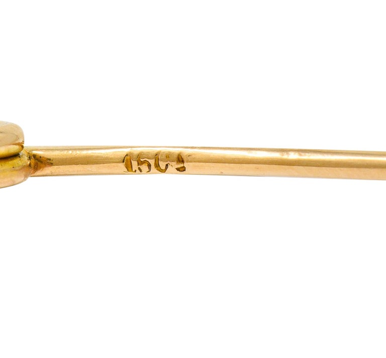 Victorian Demantoid Garnet Diamond 14 Karat Gold Dragonfly Safety Pin Brooch 4