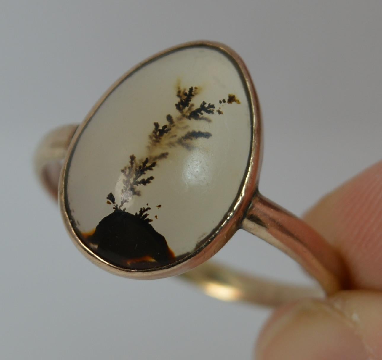 Victorian Dendritic Agate and 9 Carat Rose Gold Solitaire Ring 2