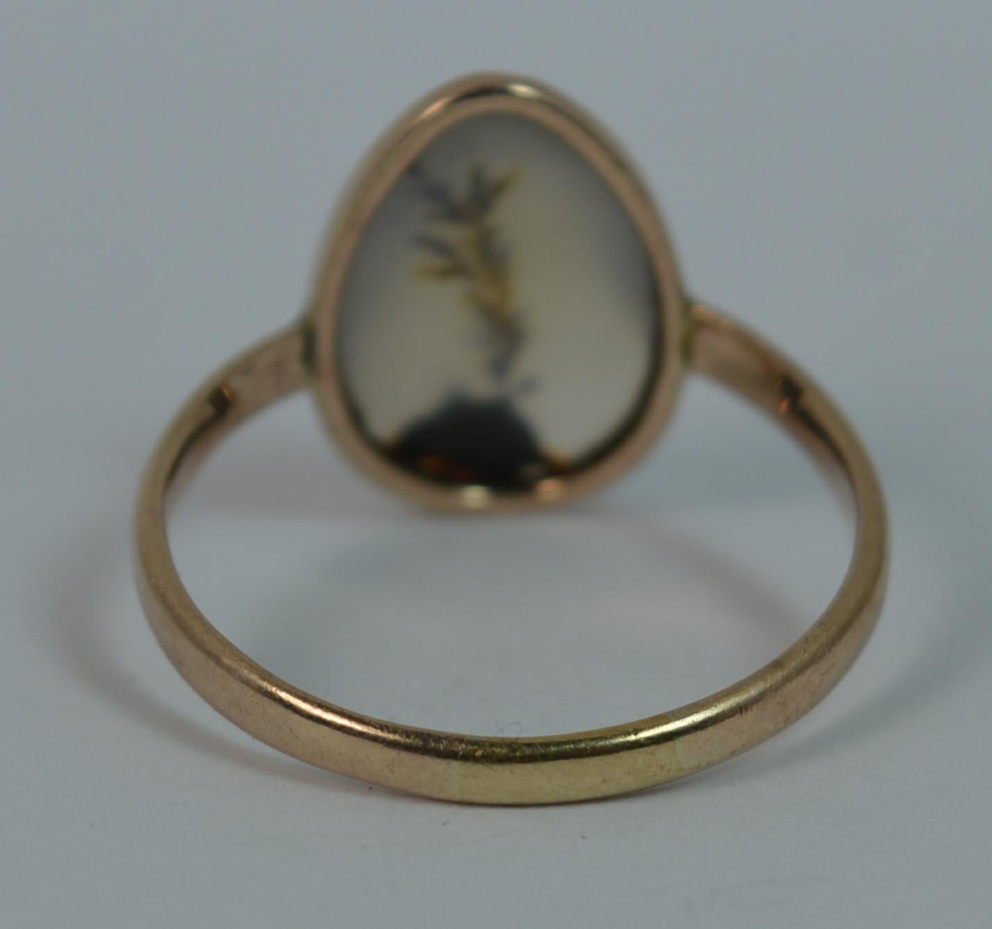 Victorian Dendritic Agate and 9 Carat Rose Gold Solitaire Ring 4