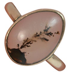 Victorian Dendritic Agate and 9 Carat Rose Gold Solitaire Ring