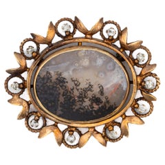 Spilla vittoriana di agata dendritica e diamanti