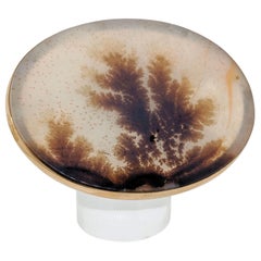 Broche victorienne en agate dendritique en or 14 carats:: vers 1890