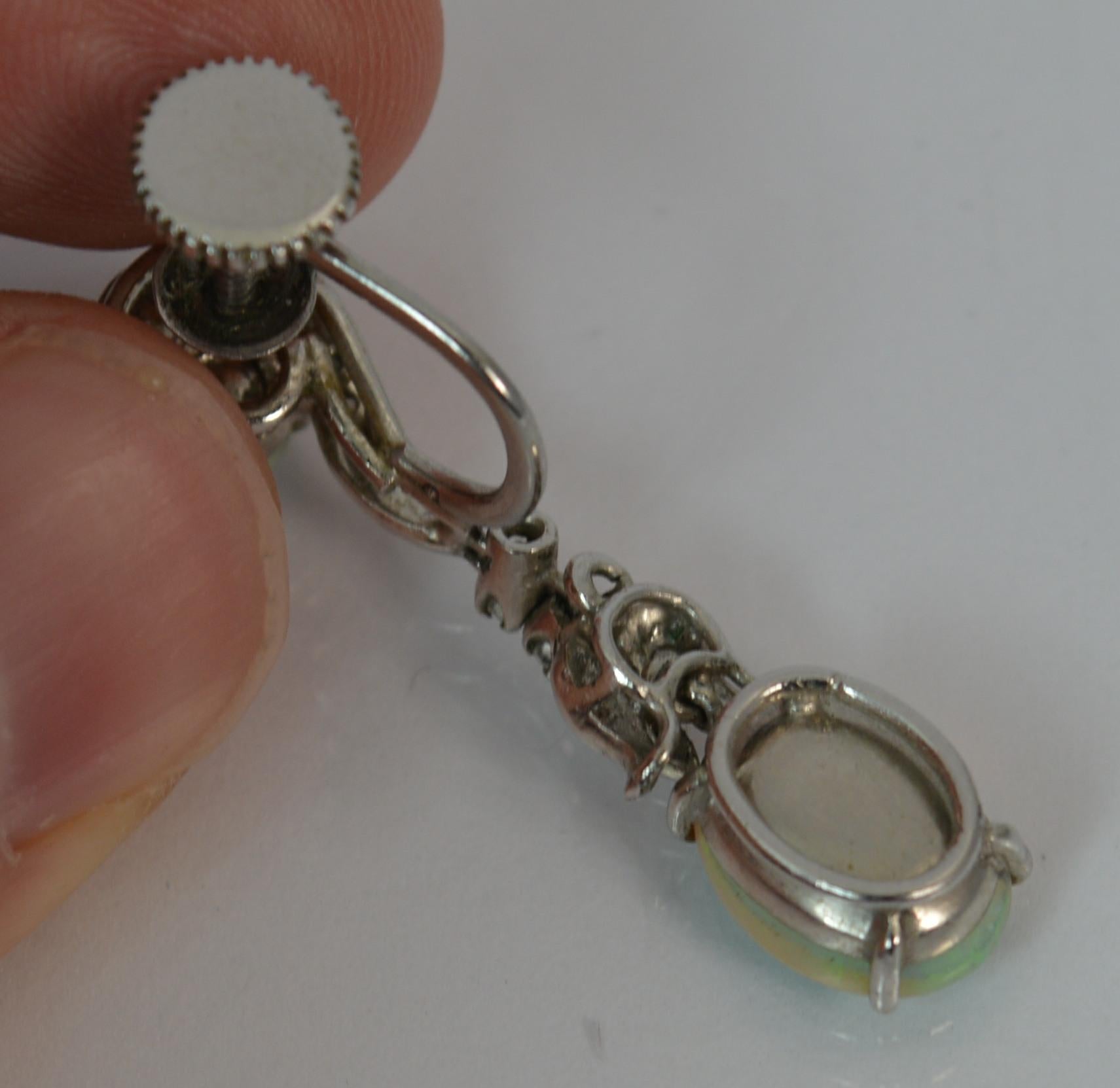 Victorian Design 18 Carat Gold Opal and Diamond Dangle Earrings 1