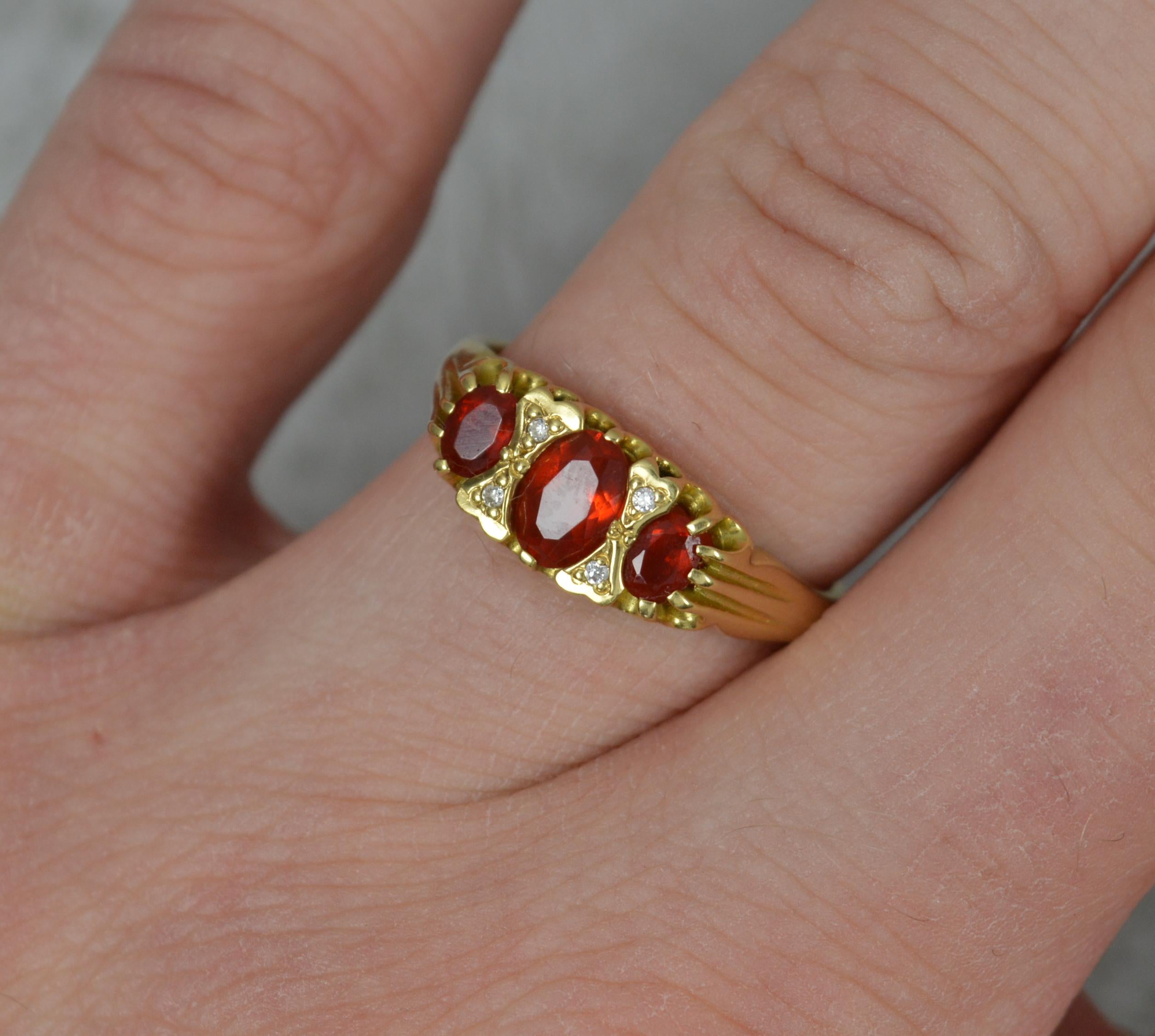Contemporary Victorian Design 18ct Gold Fire Opal and Diamond Cluster Ring
