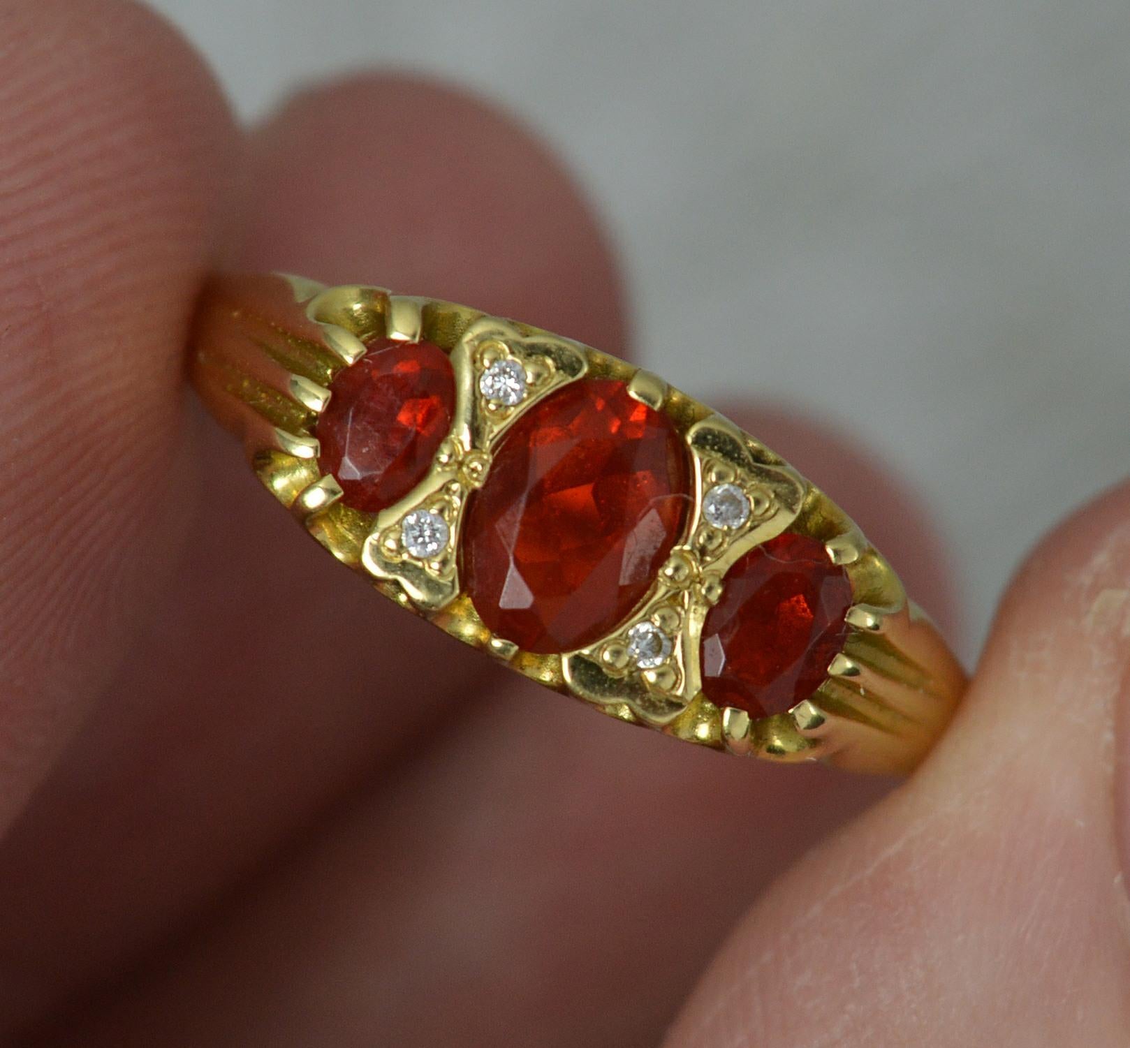 Women's Victorian Design 18ct Gold Fire Opal and Diamond Cluster Ring