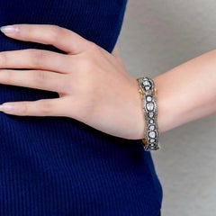 Victorian design se Cut Polki Diamond Bangle 925 Sterling Silver for Gift