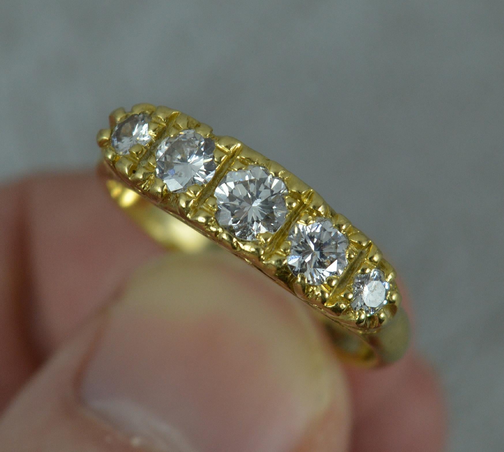 Victorian Design VS1 0.65 Carat Diamond 18 Carat Gold Five-Stone Stack Ring 5