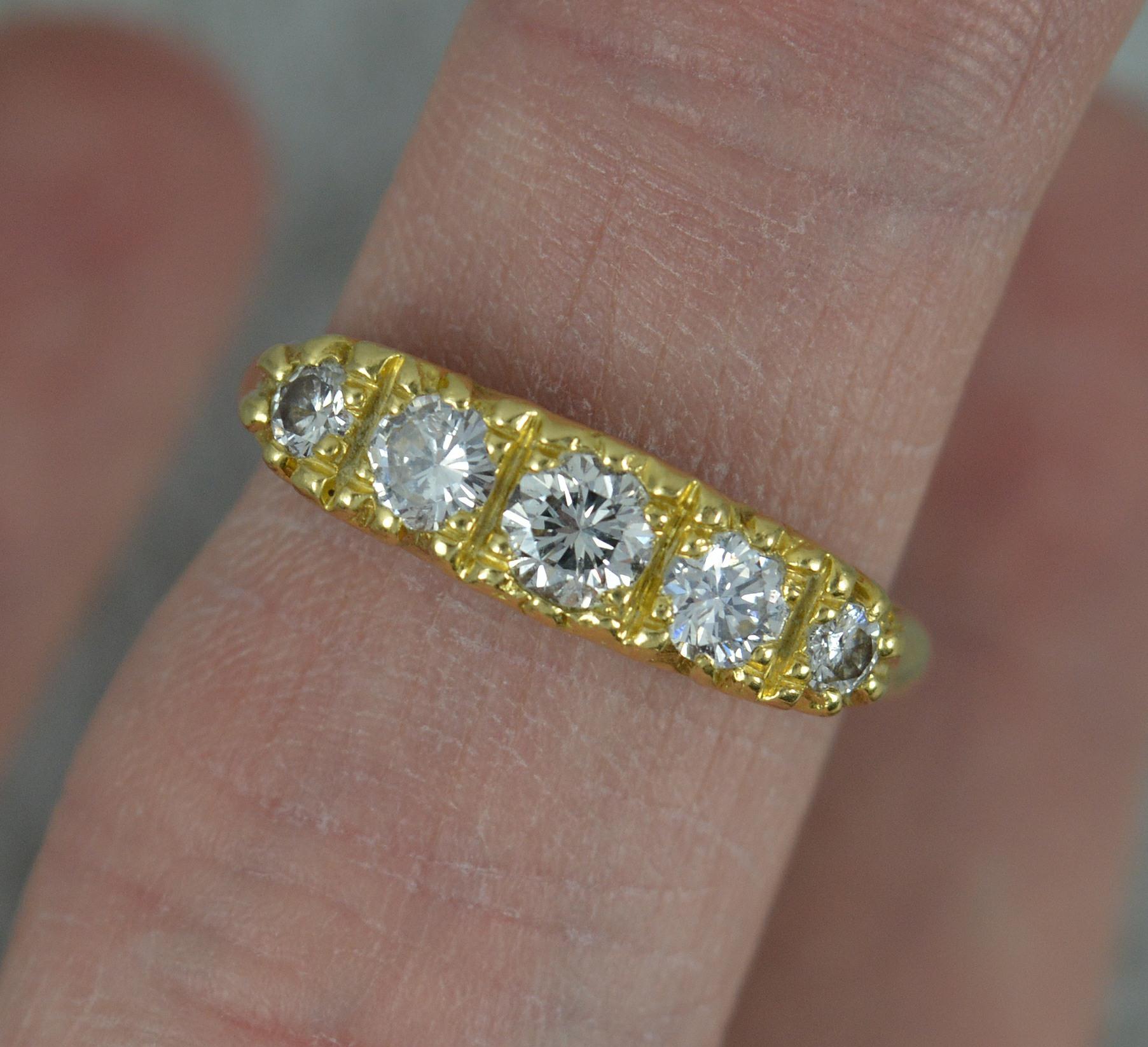 Victorian Design VS1 0.65 Carat Diamond 18 Carat Gold Five-Stone Stack Ring 6