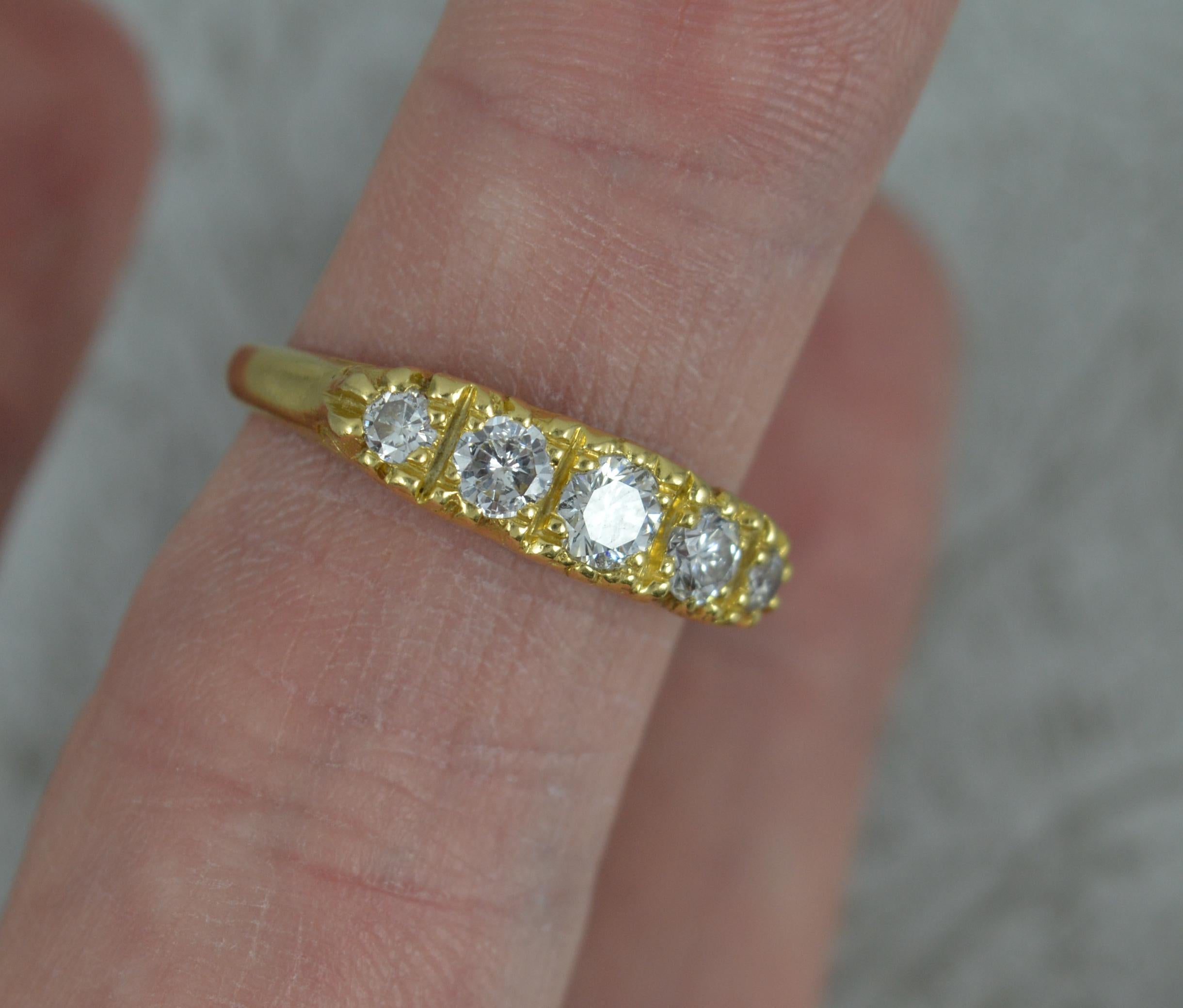 Victorian Design VS1 0.65 Carat Diamond 18 Carat Gold Five-Stone Stack Ring 7