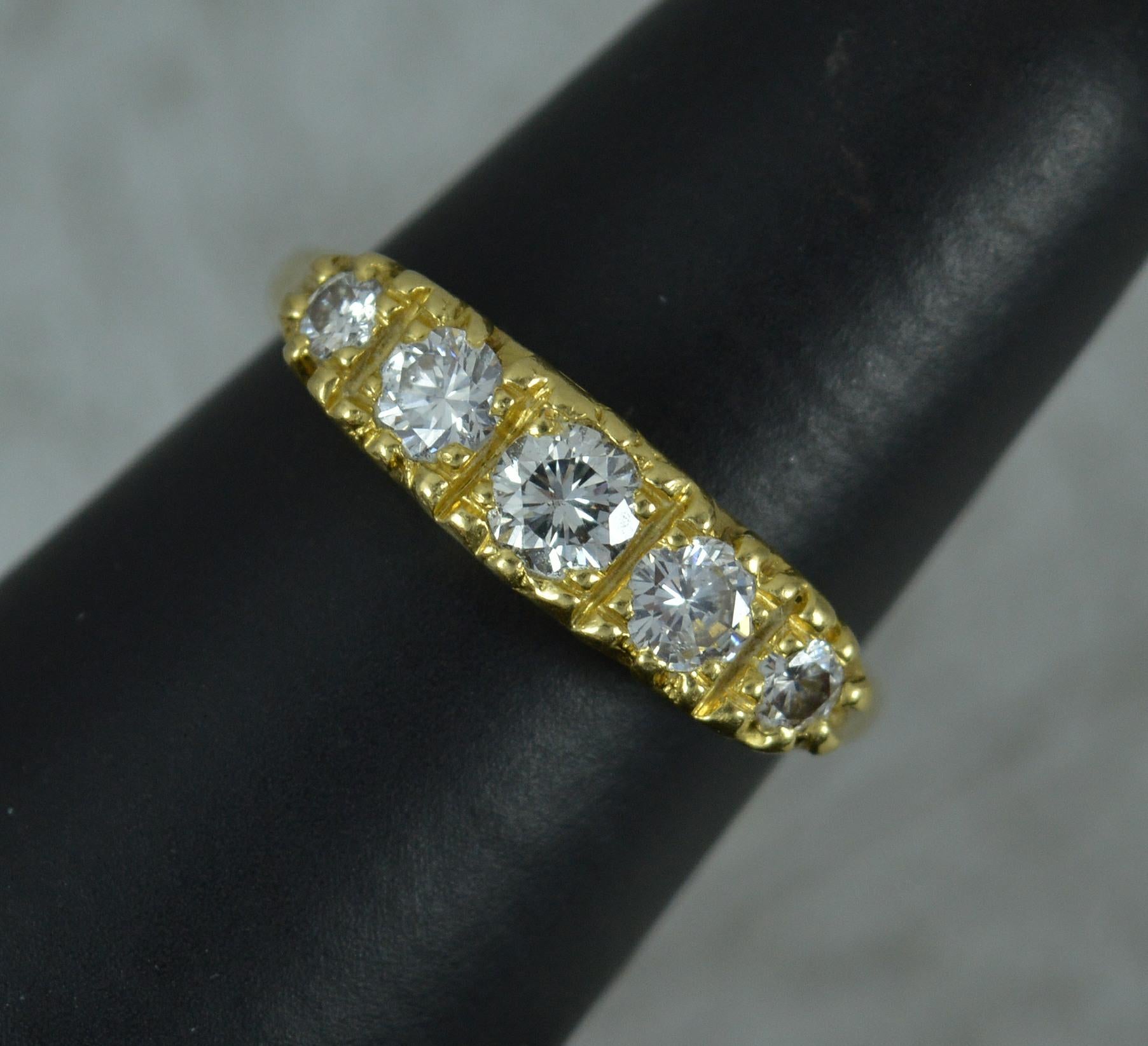 Victorian Design VS1 0.65 Carat Diamond 18 Carat Gold Five-Stone Stack Ring 8