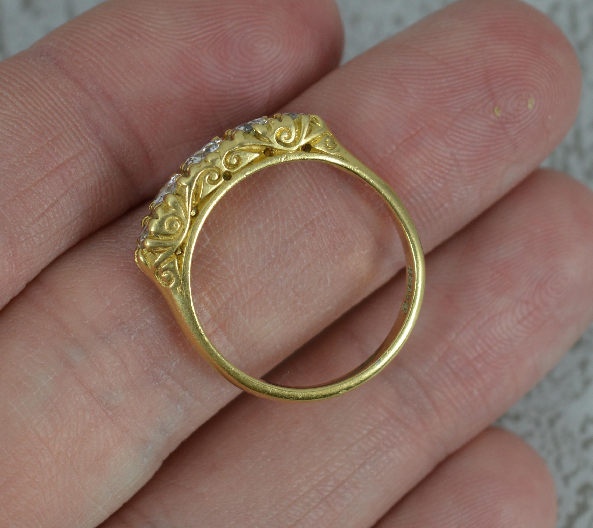 Victorian Design VS1 0.65 Carat Diamond 18 Carat Gold Five-Stone Stack Ring In Excellent Condition In St Helens, GB