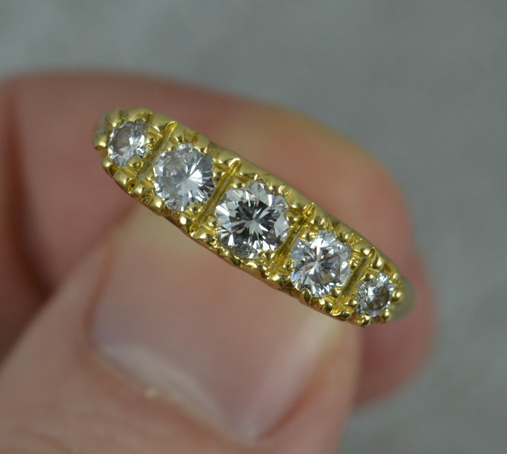 Victorian Design VS1 0.65 Carat Diamond 18 Carat Gold Five-Stone Stack Ring 4