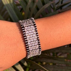 Victorian Design Zirconia Macrame Thread Bracelet Handmade Jewelry in 925 Silver