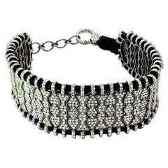 Victorian Design Zirconia Macrame Thread Bracelet Handmade Jewelry in 925 Silver