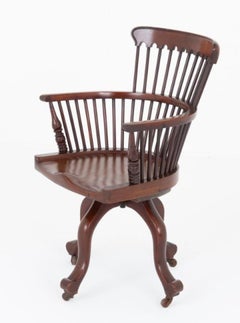 Victorian Desk Chair Mahogany Office Seat 1880