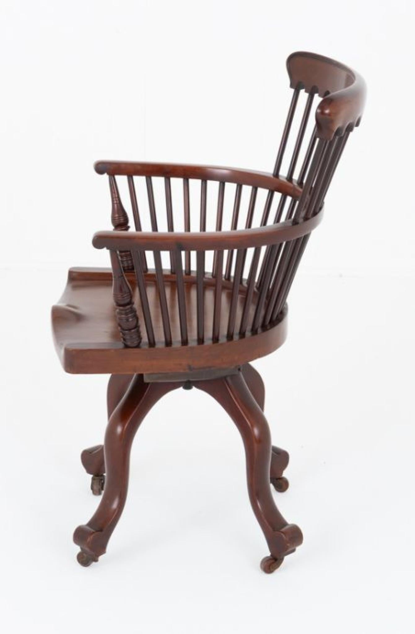 Viktorianischer Schreibtischstuhl Mahagoni Bürostuhl 1880 (Spätes 19. Jahrhundert) im Angebot