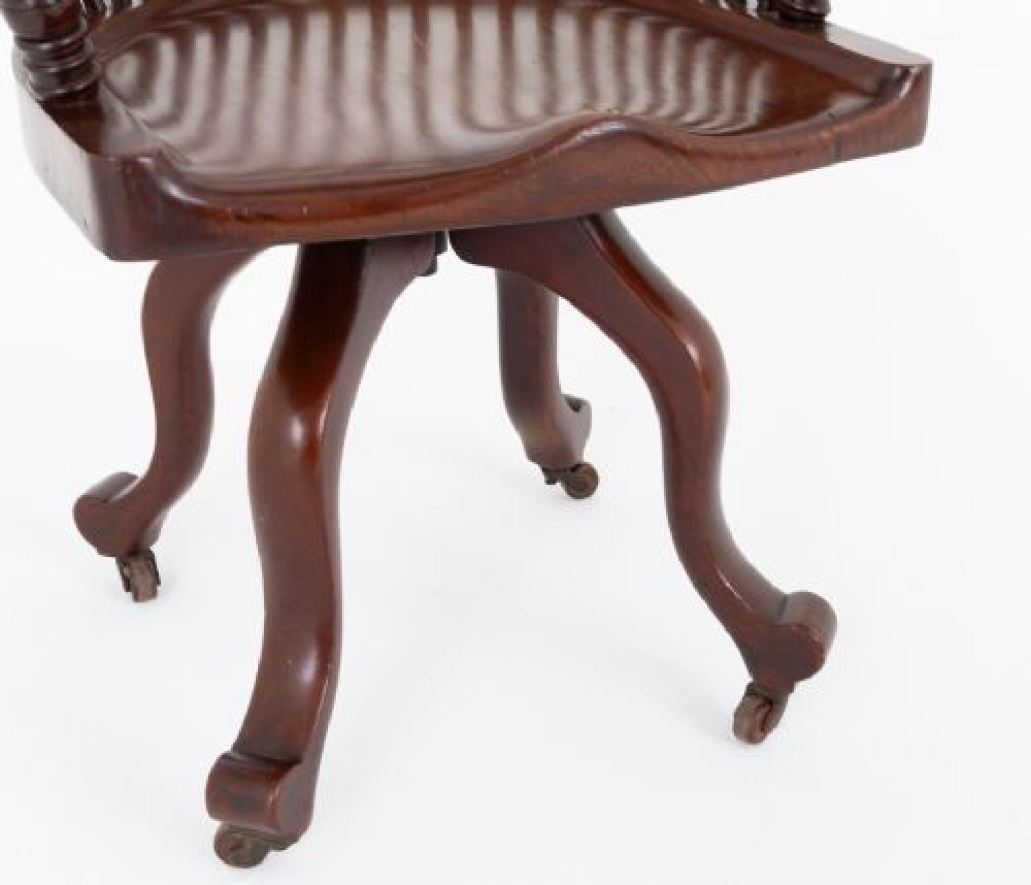 Viktorianischer Schreibtischstuhl Mahagoni Bürostuhl 1880 im Angebot 1