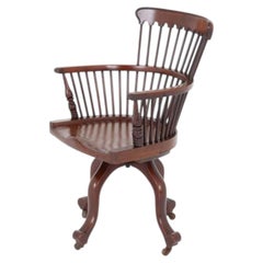 Victorian Desk Chair Mahogany Office Seat 1880