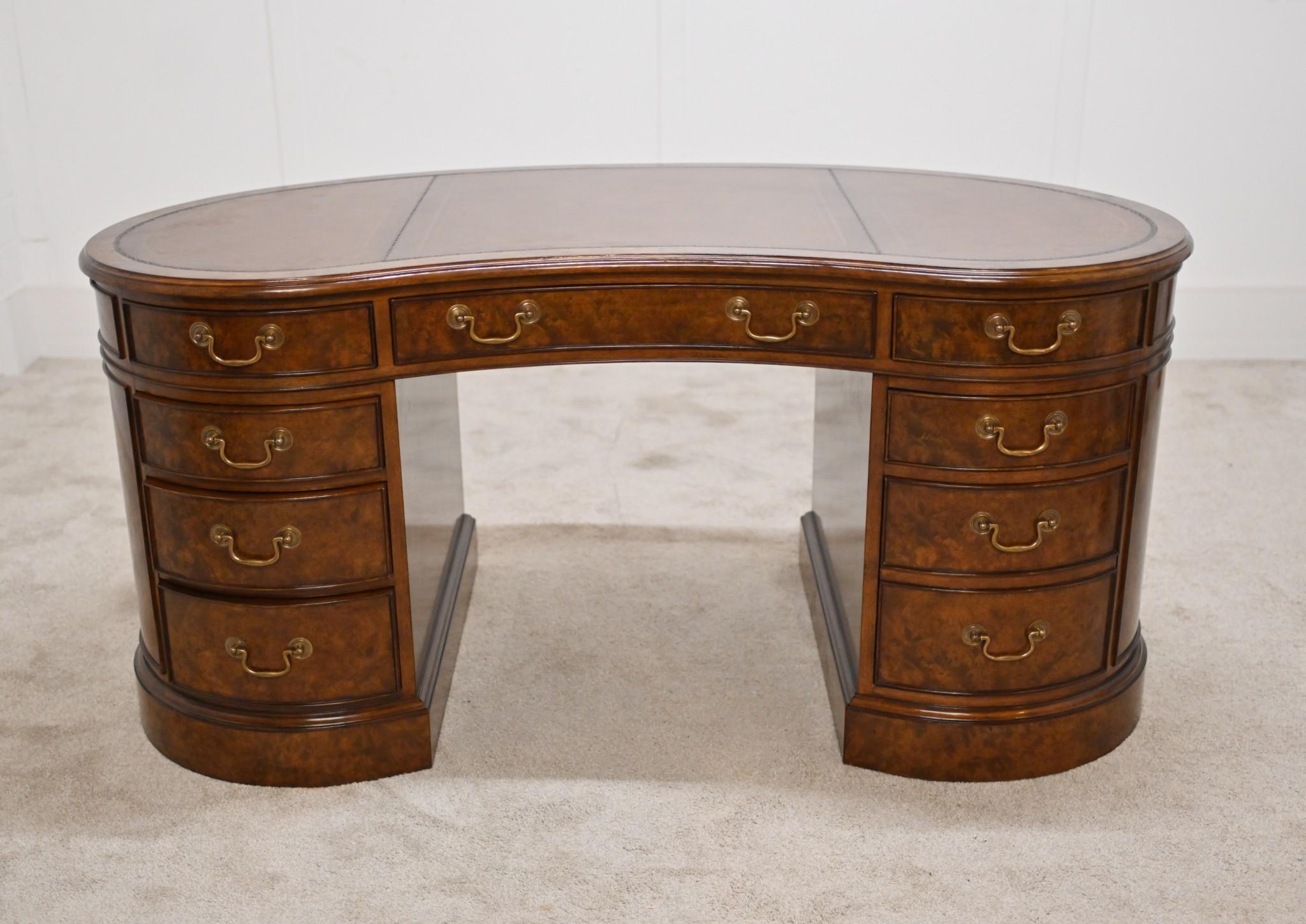 Walnut Victorian Desk Kidney Form Writing Table For Sale