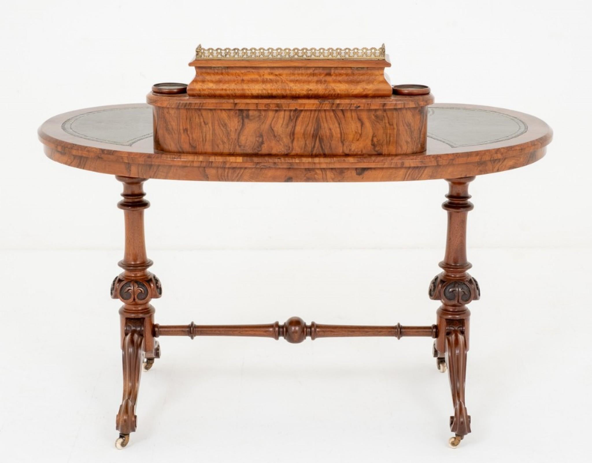 Mid-19th Century Victorian Desk - Walnut Shaped Writing Table Circa 1860 For Sale