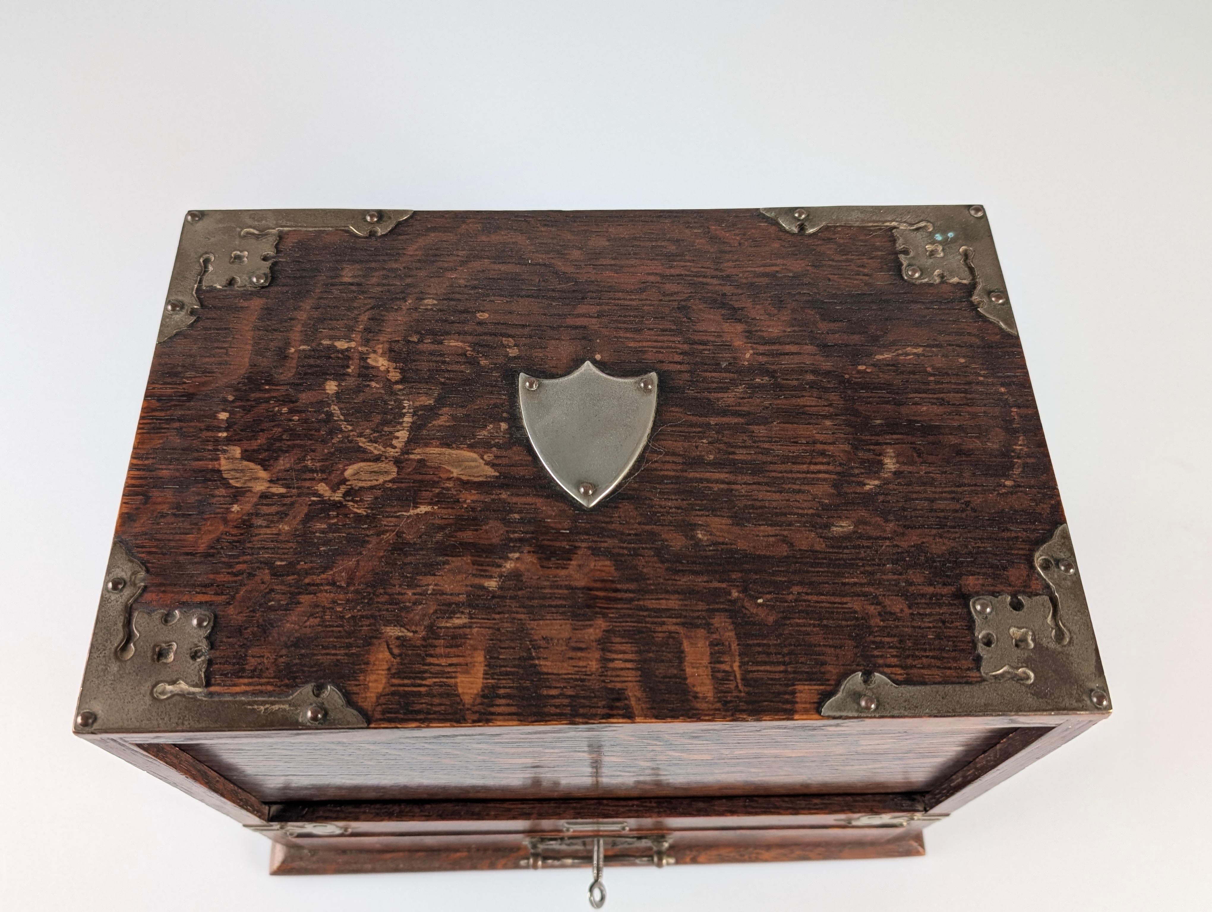 Victorian Desktop Writing Cabinet in Dark Oak Automatic Tambour, 19th Century For Sale 6
