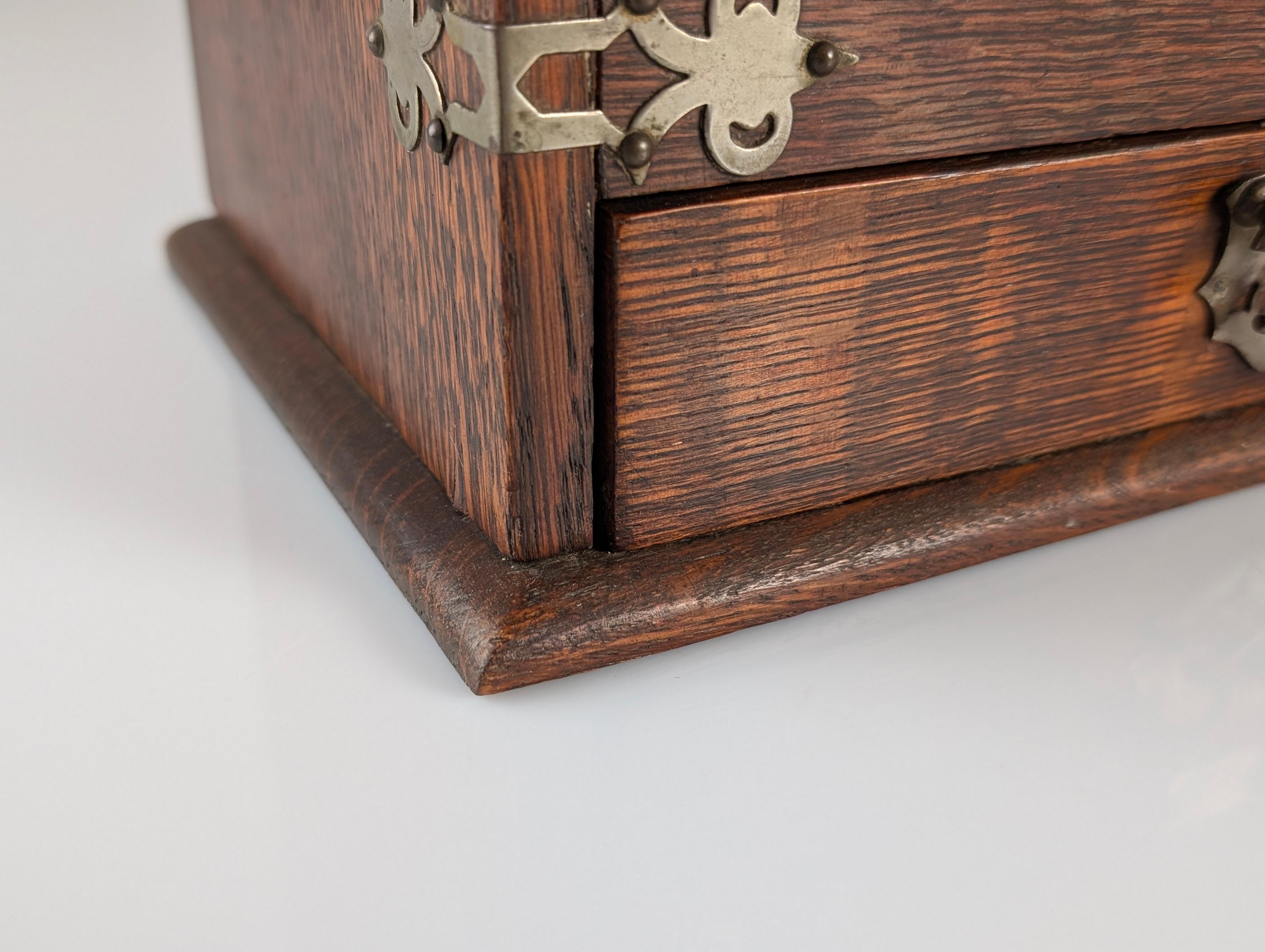Victorian Desktop Writing Cabinet in Dark Oak Automatic Tambour, 19th Century For Sale 9