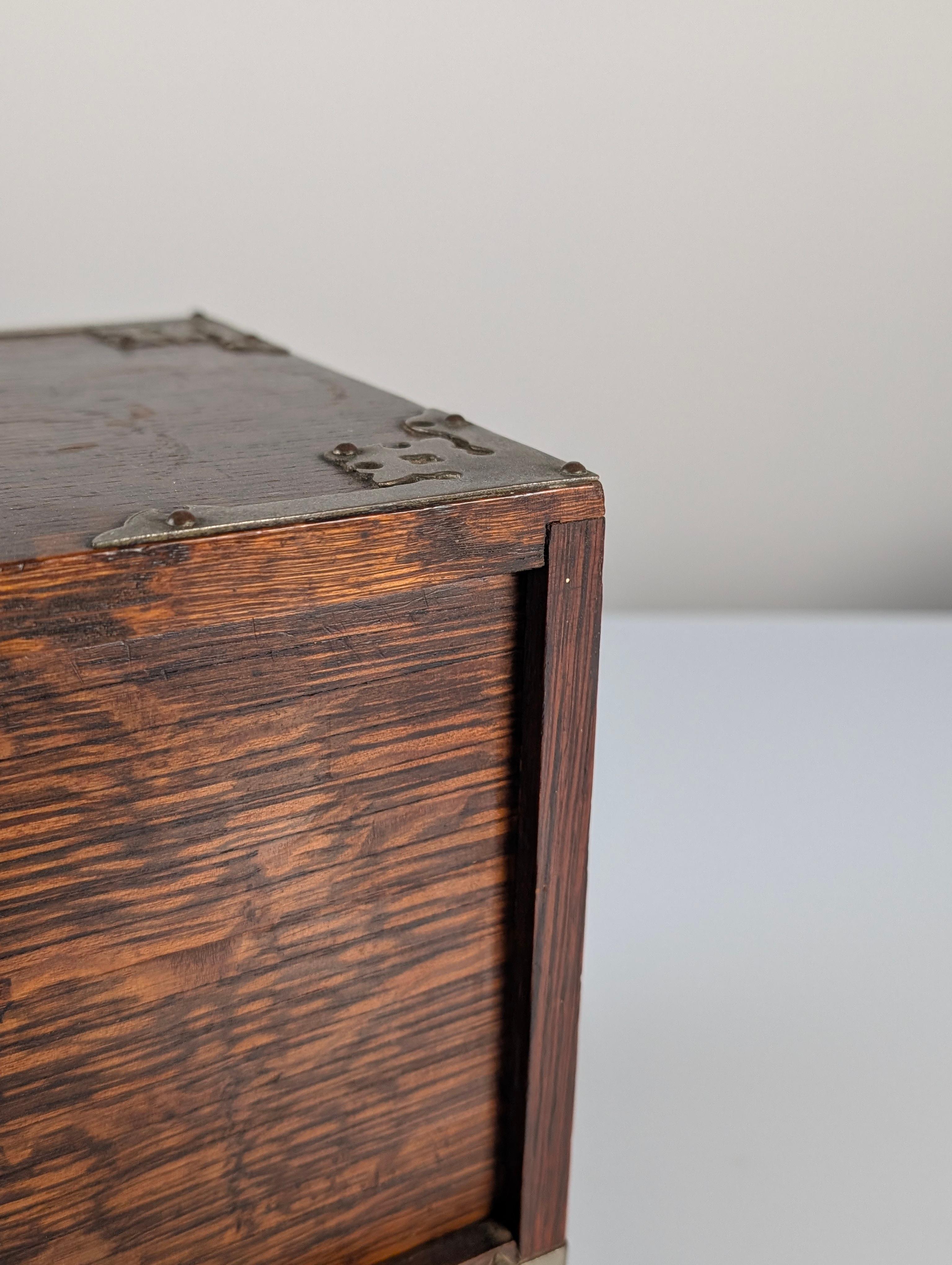Victorian Desktop Writing Cabinet in Dark Oak Automatic Tambour, 19th Century For Sale 10
