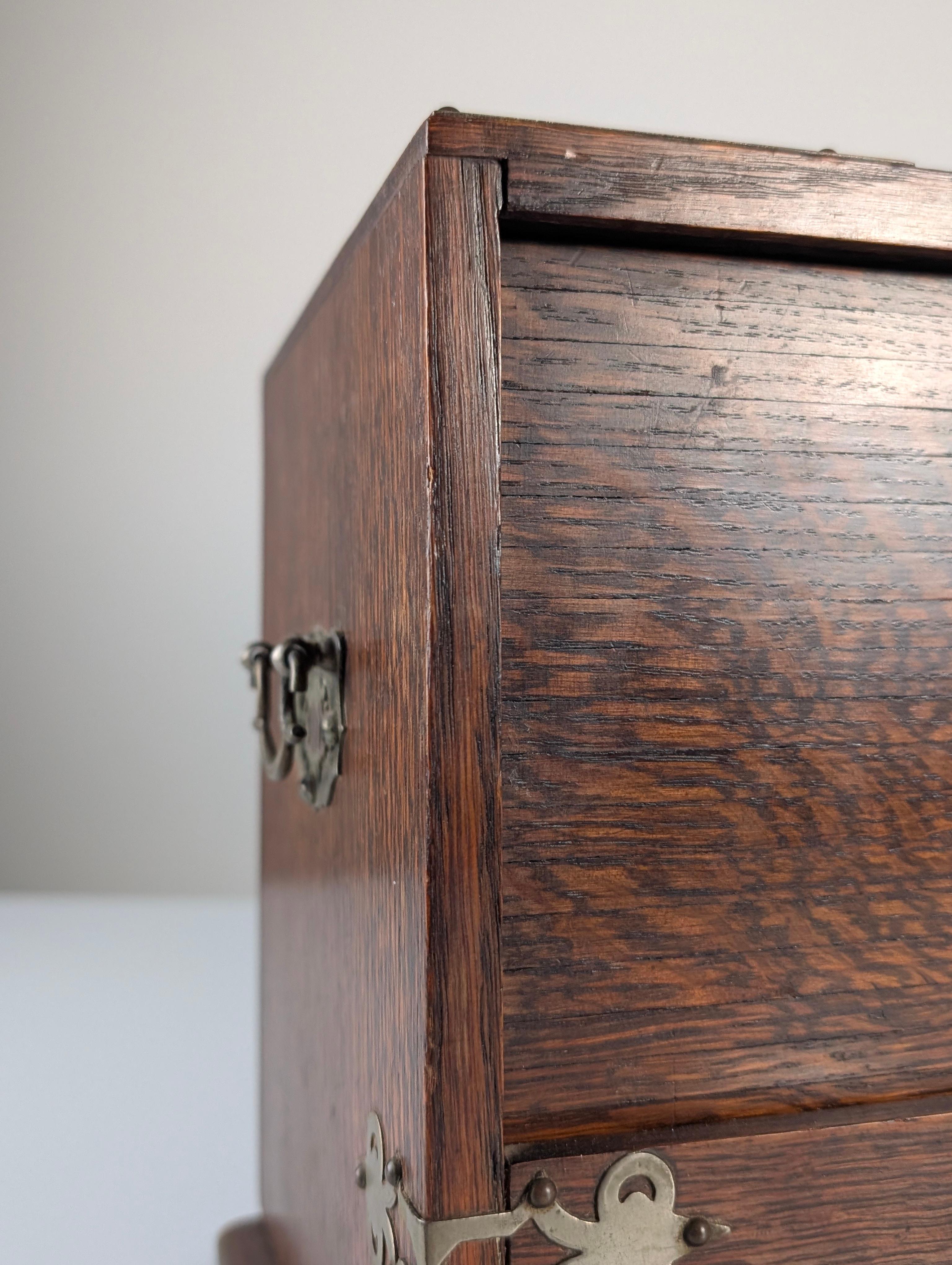 Victorian Desktop Writing Cabinet in Dark Oak Automatic Tambour, 19th Century For Sale 12