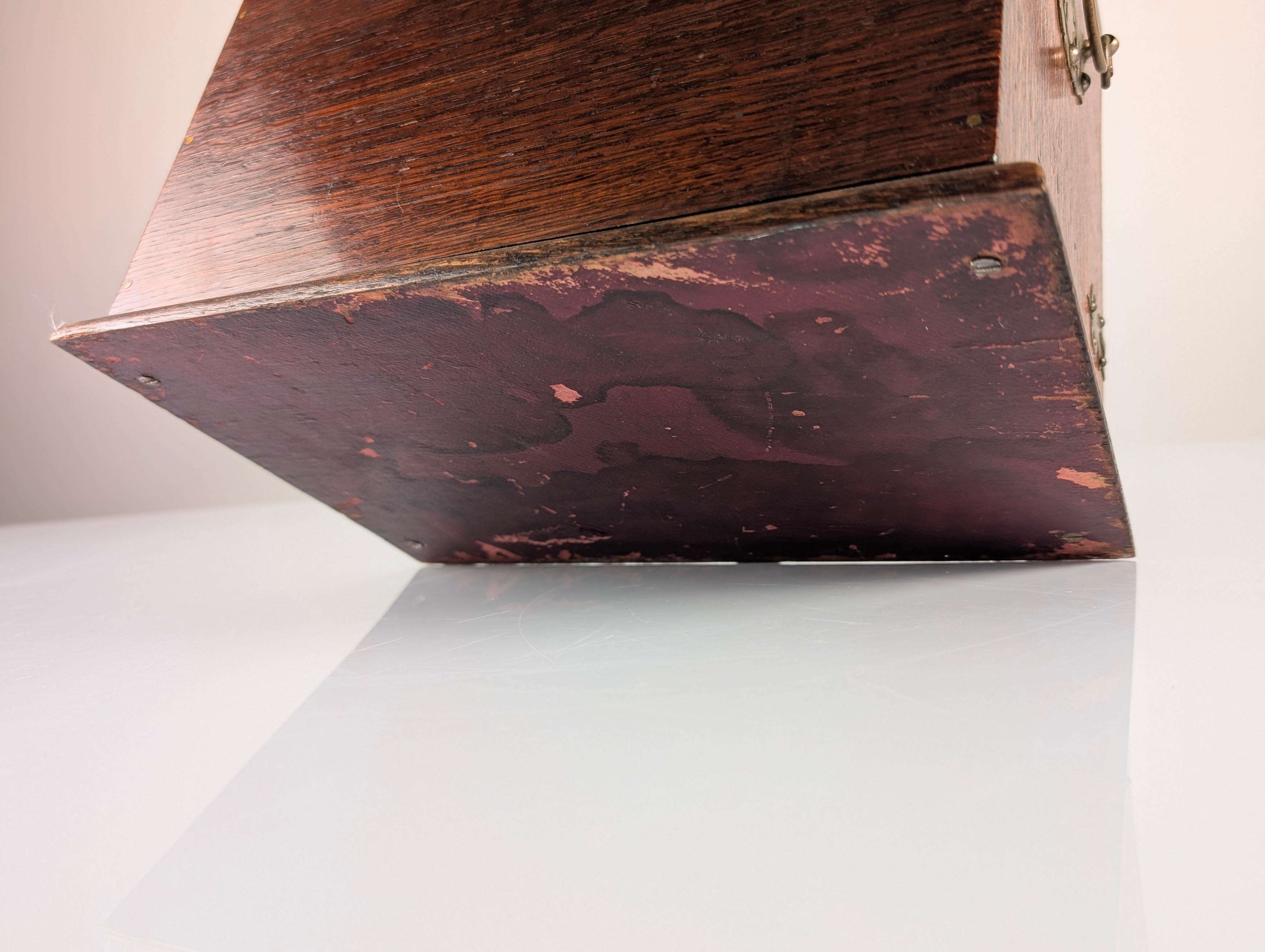 Victorian Desktop Writing Cabinet in Dark Oak Automatic Tambour, 19th Century For Sale 14
