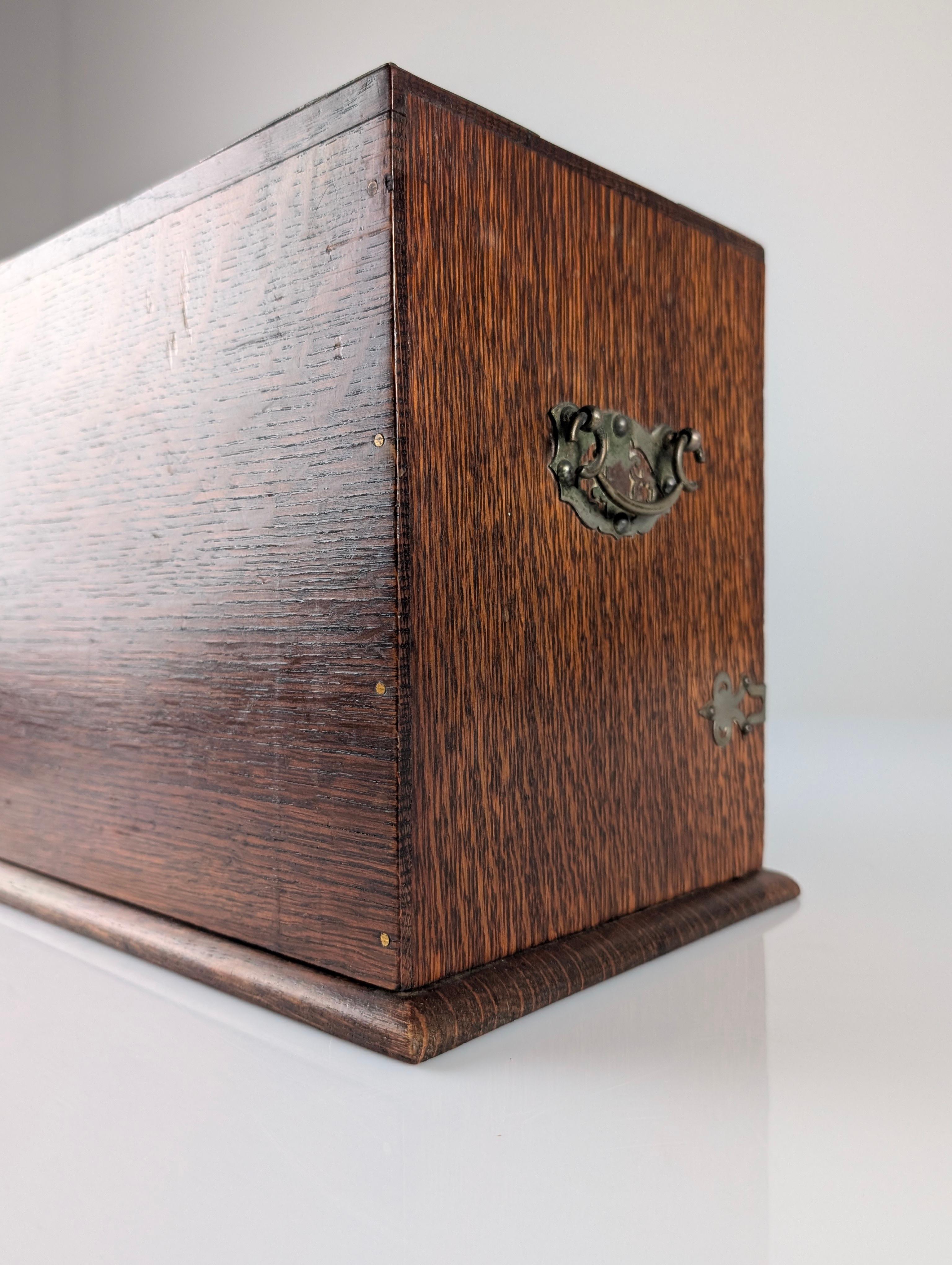Victorian Desktop Writing Cabinet in Dark Oak Automatic Tambour, 19th Century For Sale 2