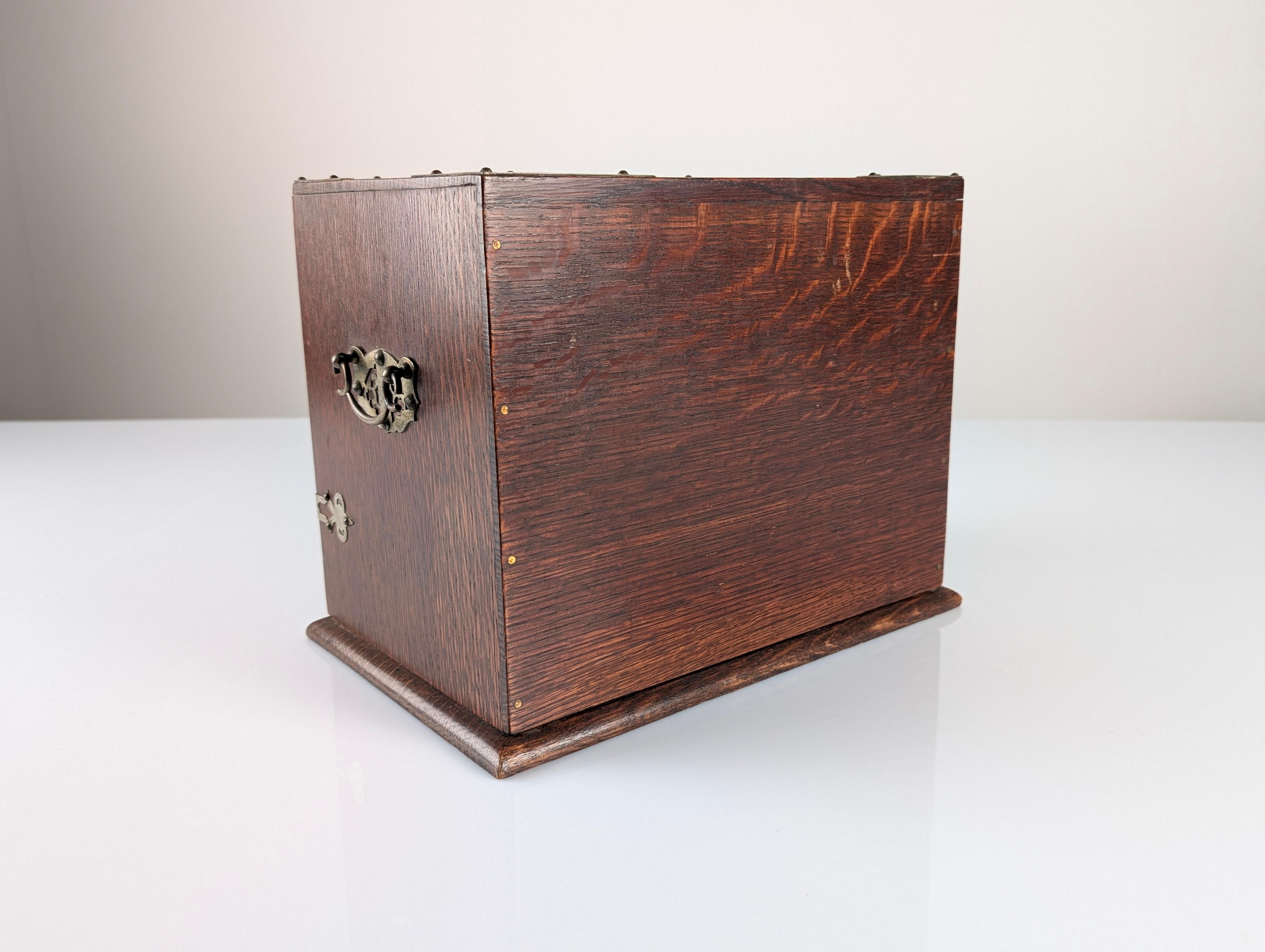Victorian Desktop Writing Cabinet in Dark Oak Automatic Tambour, 19th Century For Sale 3