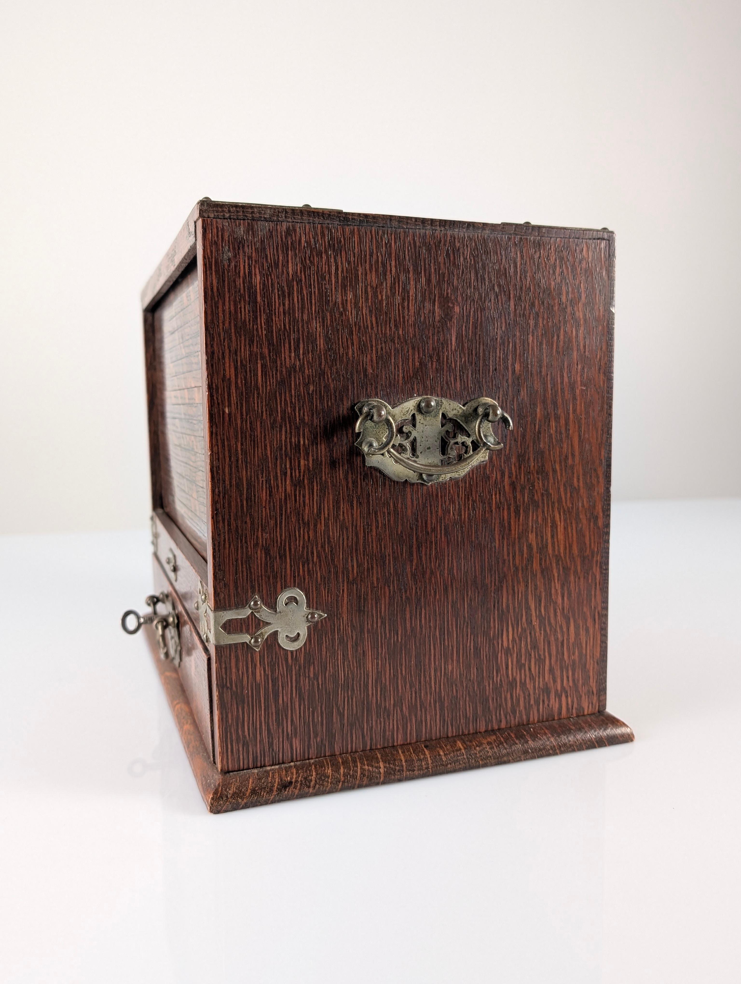 Victorian Desktop Writing Cabinet in Dark Oak Automatic Tambour, 19th Century For Sale 4