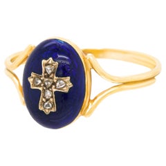 Victorian Devotional Enamel and Gold Ring