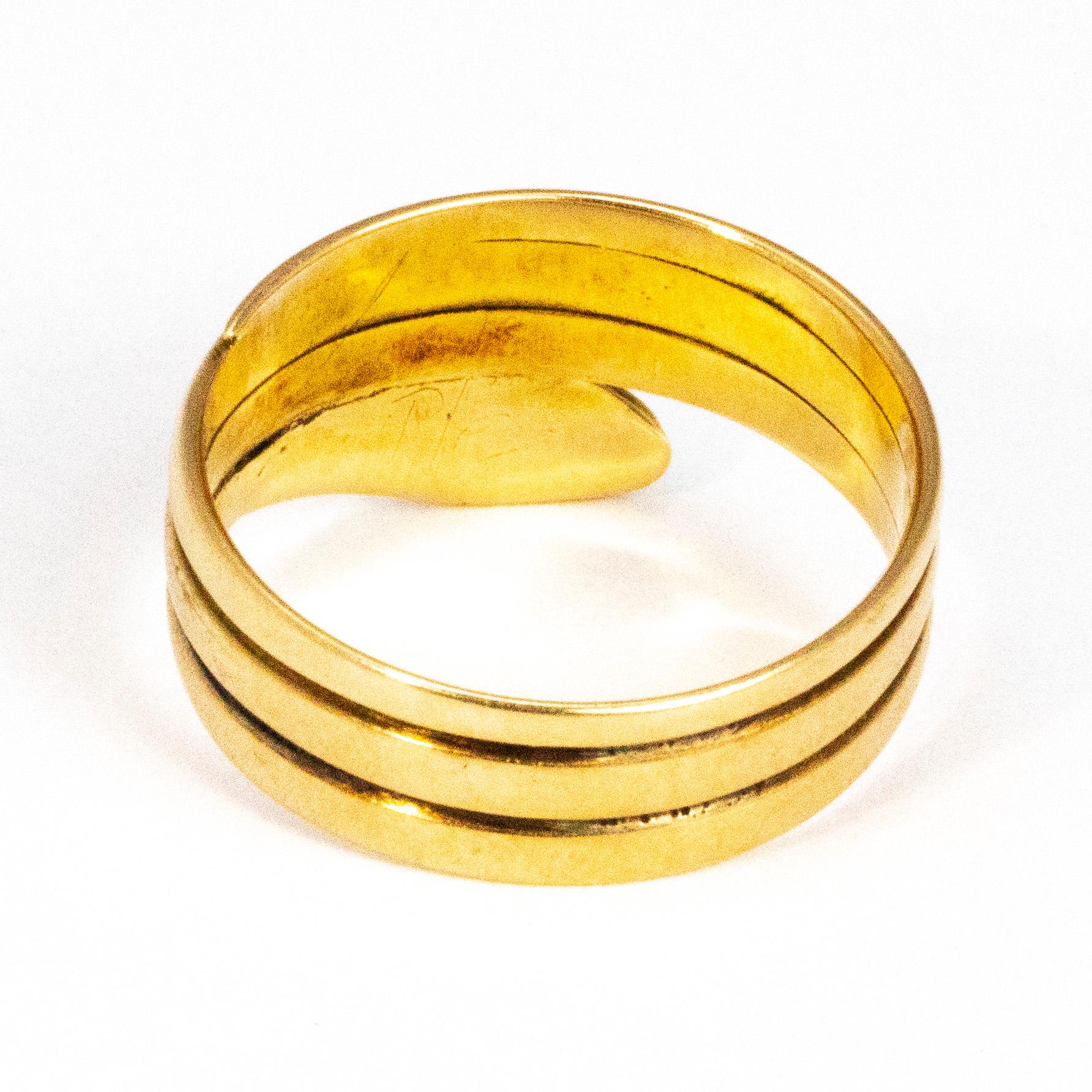 Victorian Diamond and 18 Carat Gold Snake Ring In Good Condition In Chipping Campden, GB