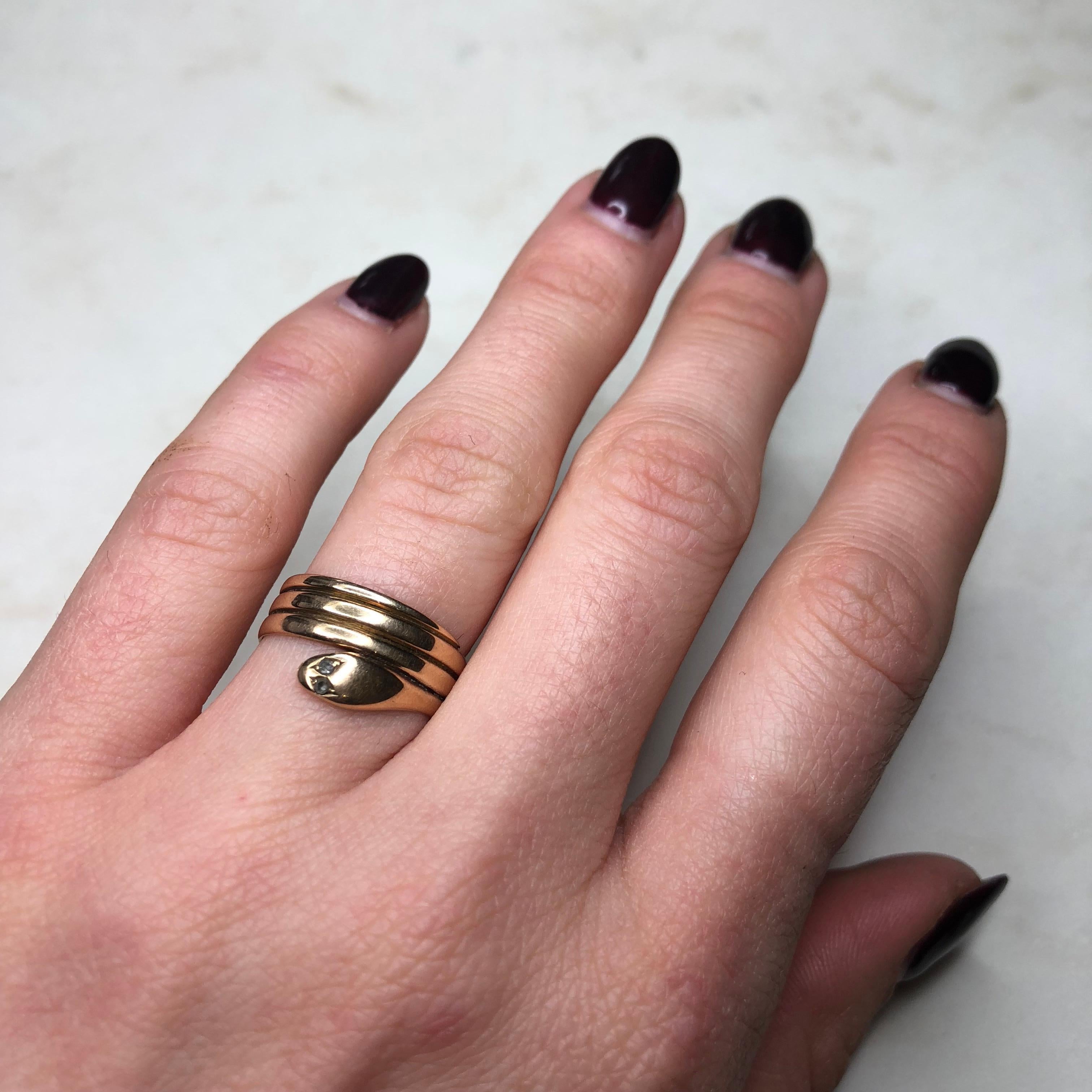 Victorian Diamond and 18 Carat Gold Snake Ring 1