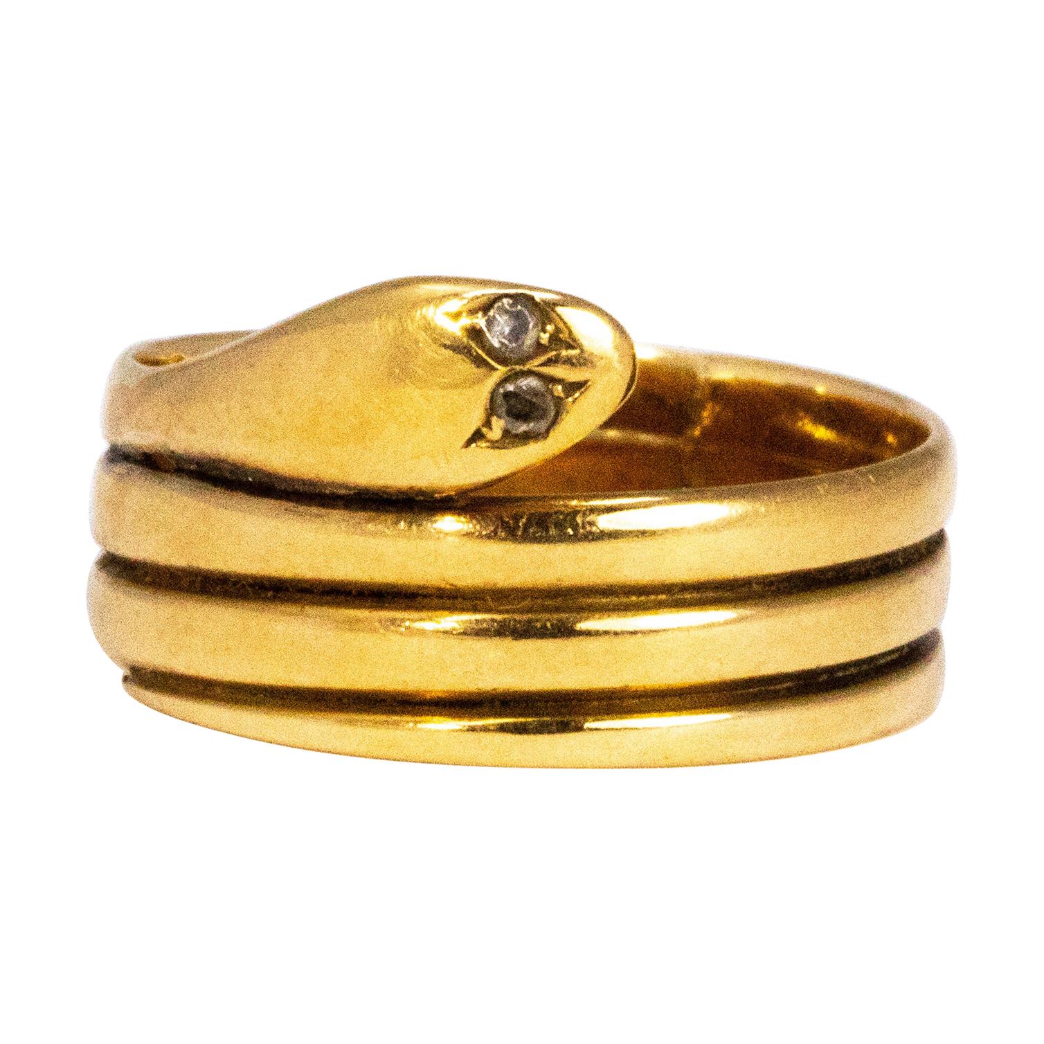 Victorian Diamond and 18 Carat Gold Snake Ring