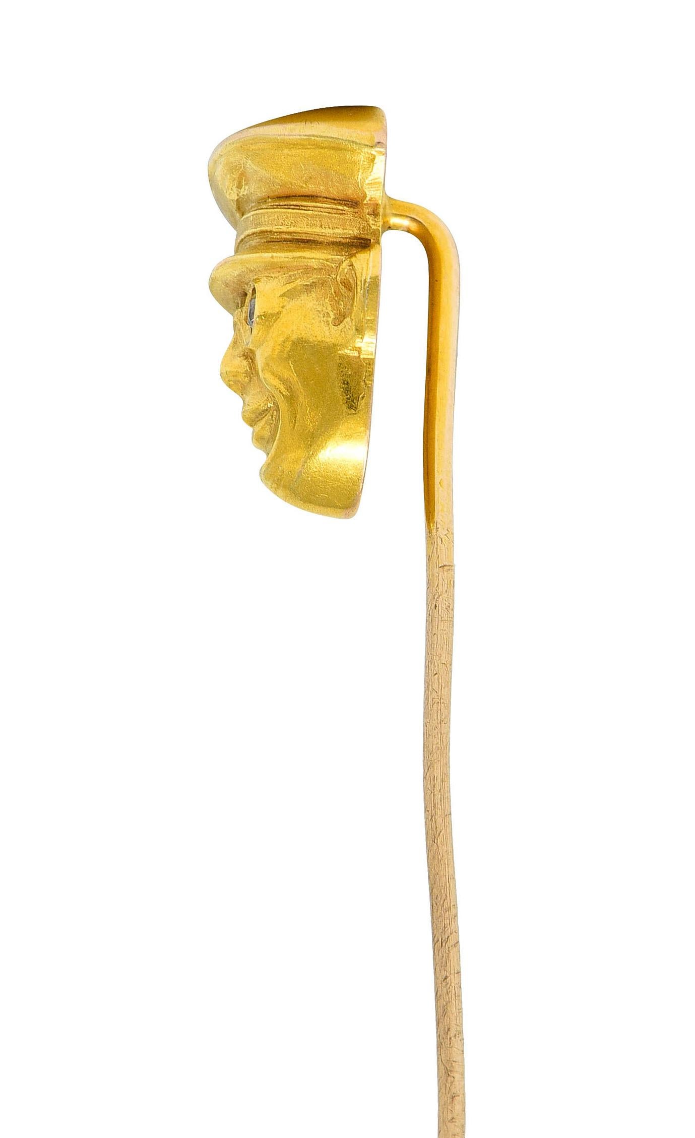 Women's or Men's Victorian Diamond 14 Karat Gold Chauffer Stickpin