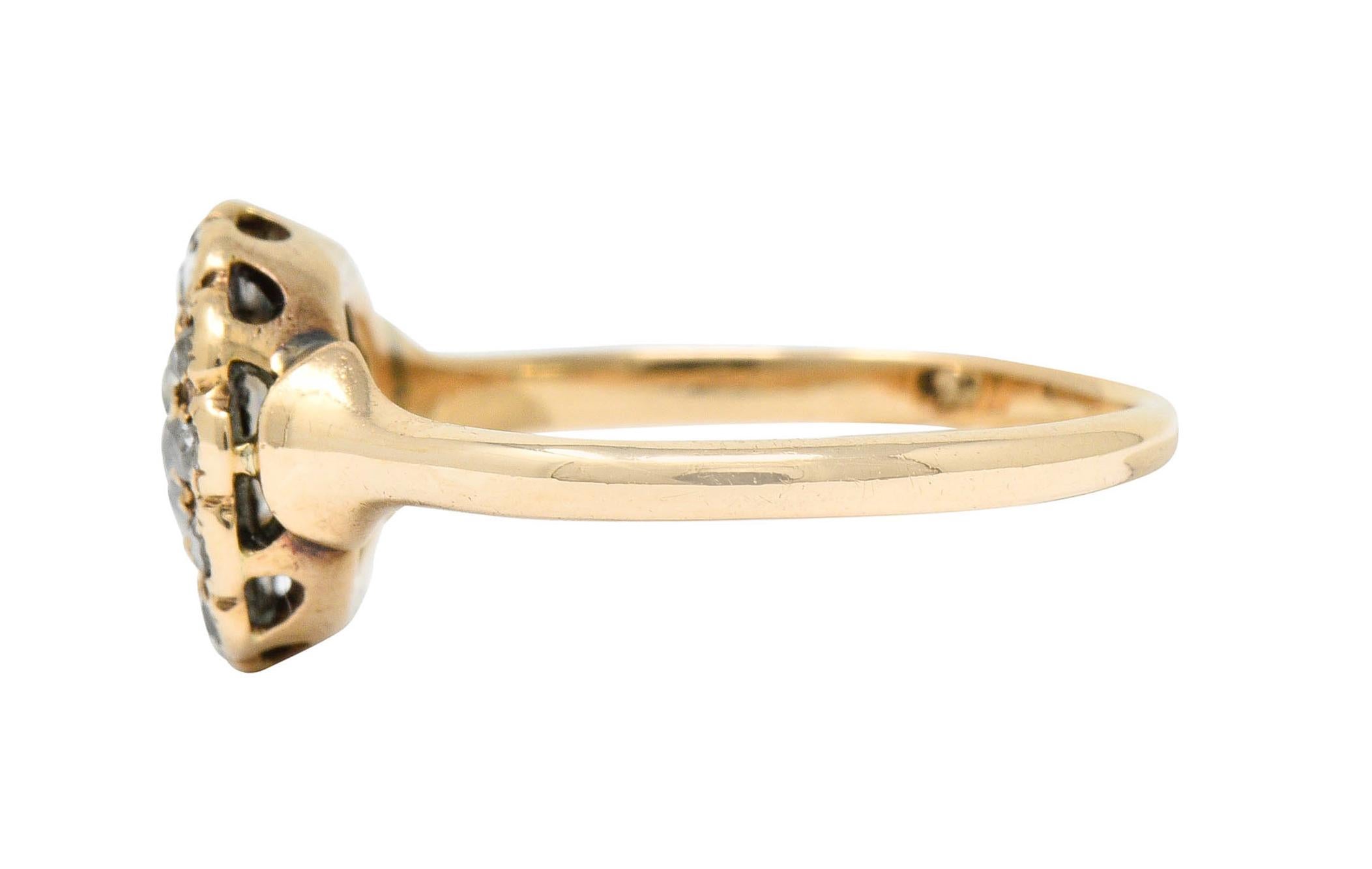 Women's or Men's Victorian Diamond 14 Karat Gold Cluster Alternative Engagement Ring, Circa 1900