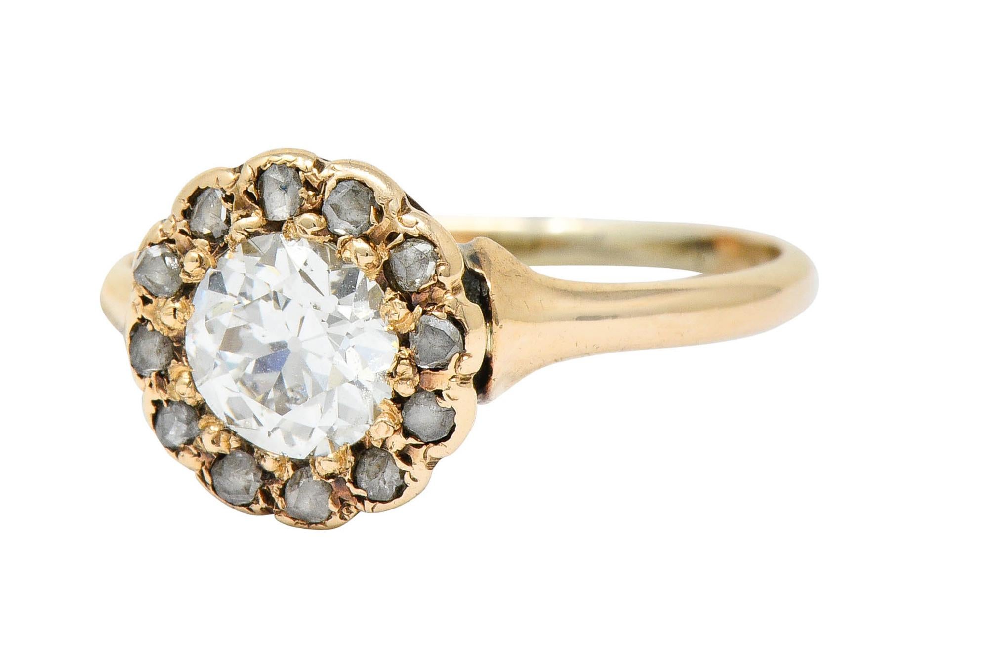 Victorian Diamond 14 Karat Gold Cluster Alternative Engagement Ring, Circa 1900 1