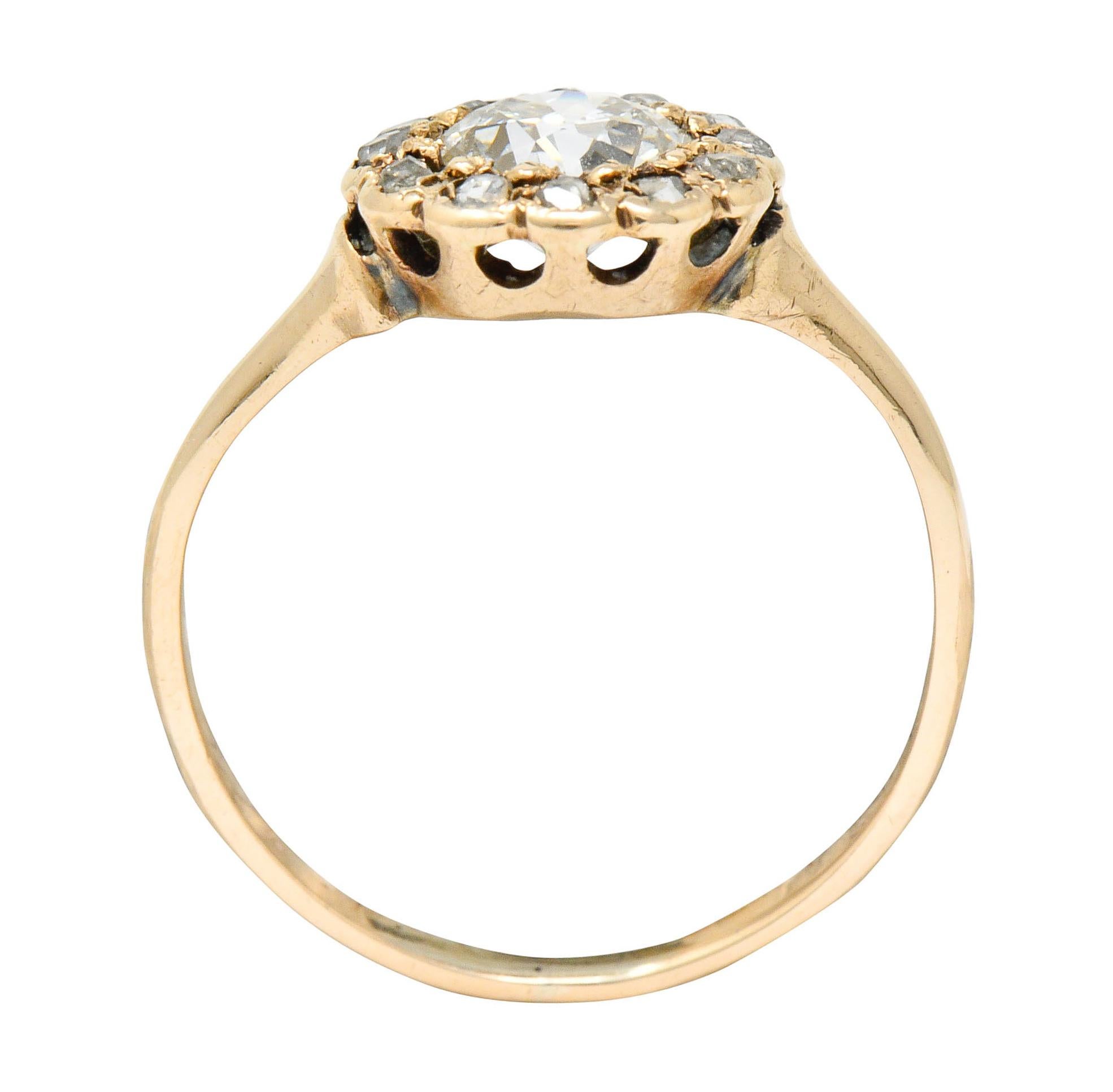 Victorian Diamond 14 Karat Gold Cluster Alternative Engagement Ring, Circa 1900 2